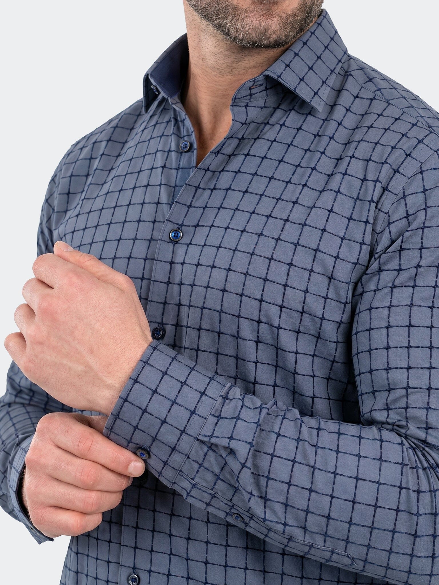 Fibonacci Dress Shirt LS Stretch Unknown3013 Navy
