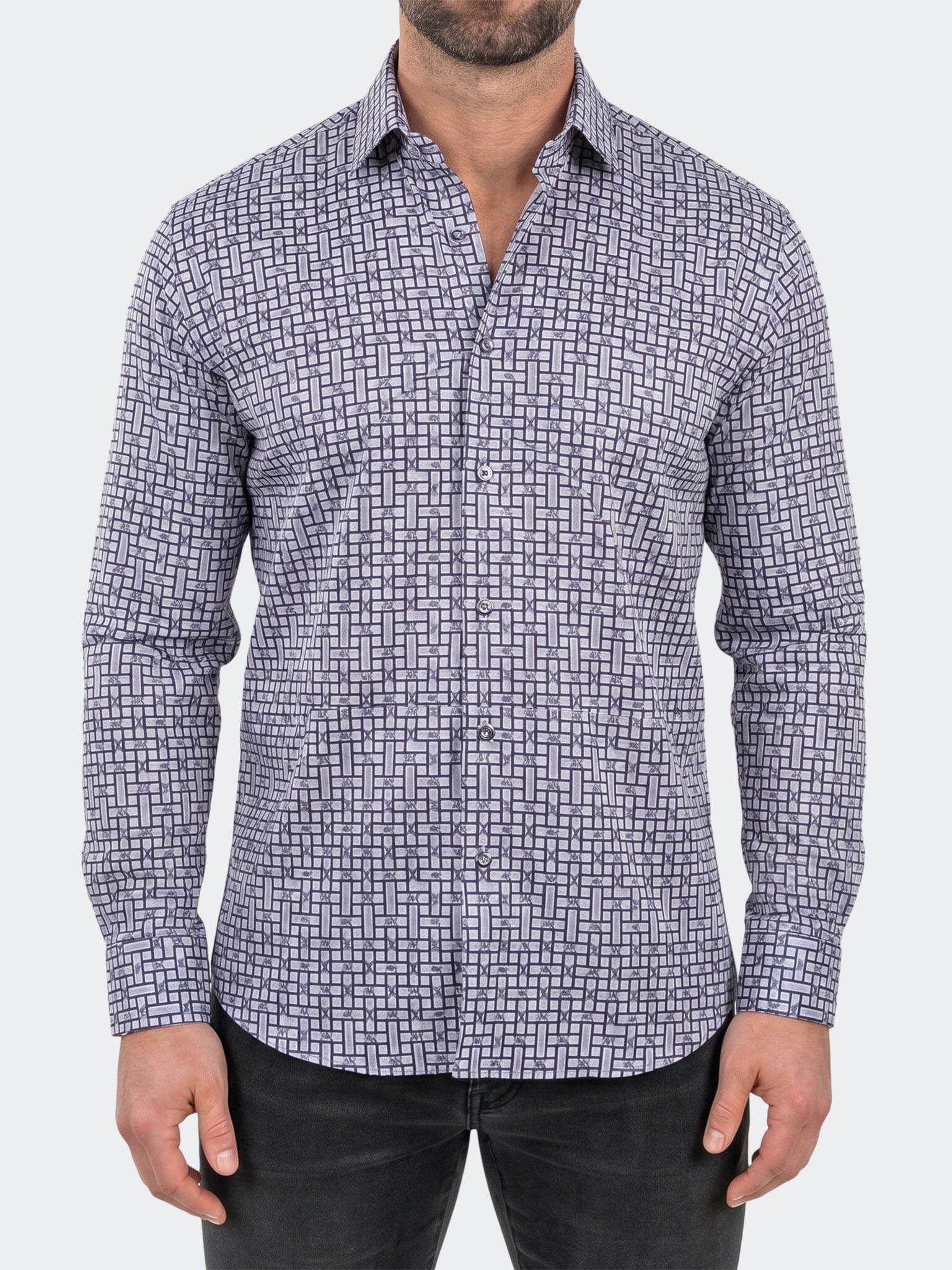 Fibonacci Dress Shirt LS Stretch Unknown3290 Black
