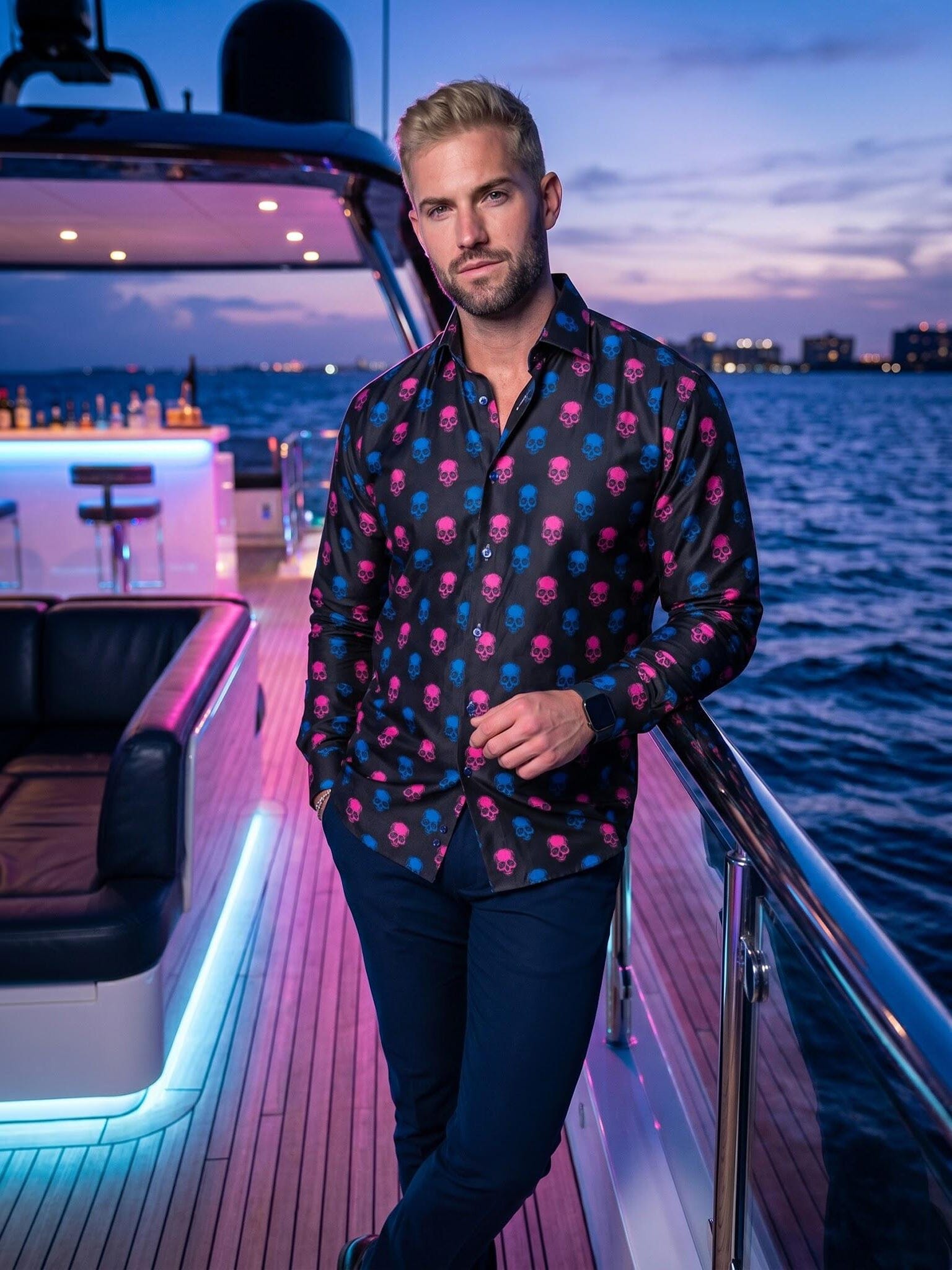 Fibonacci SkullPrinted Black Shirt