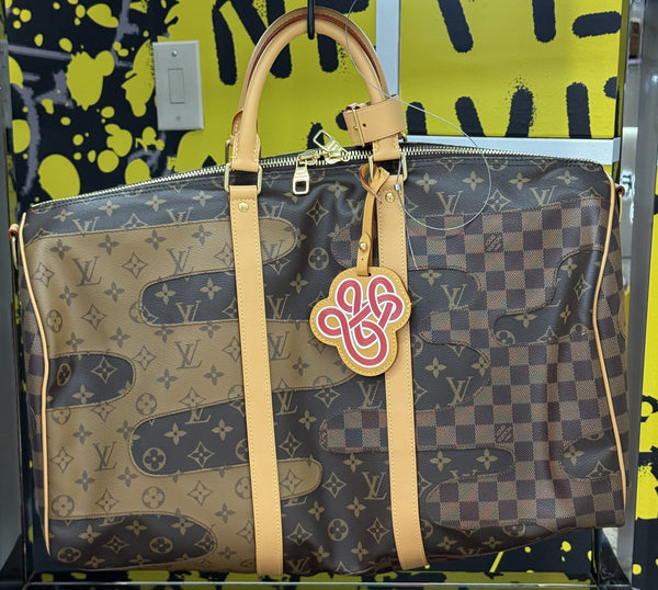 Bag Travel LV Keepall 50 Bandouliere Brown One Size