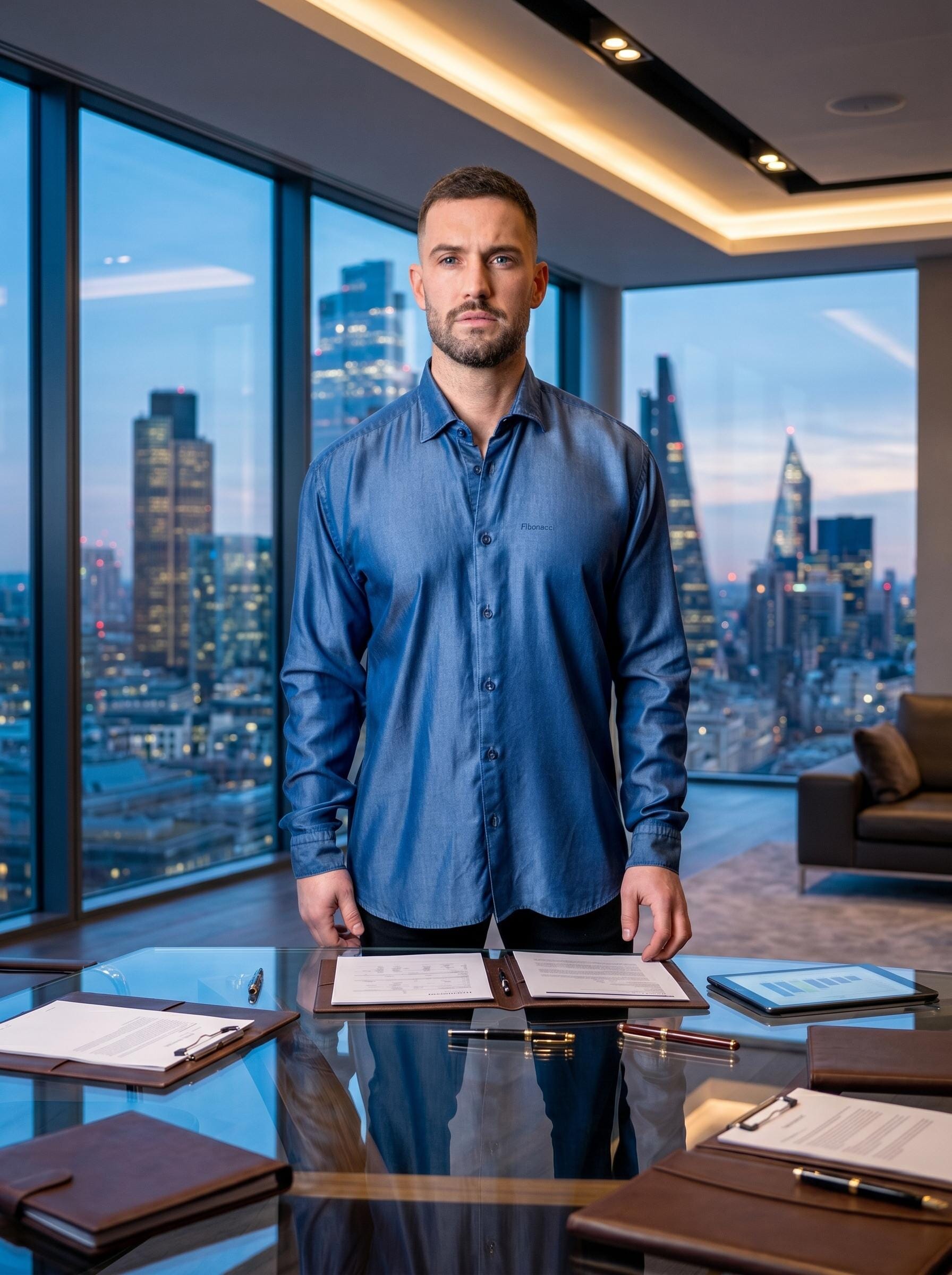 Fibonacci Shiny Denim Blue Shirt