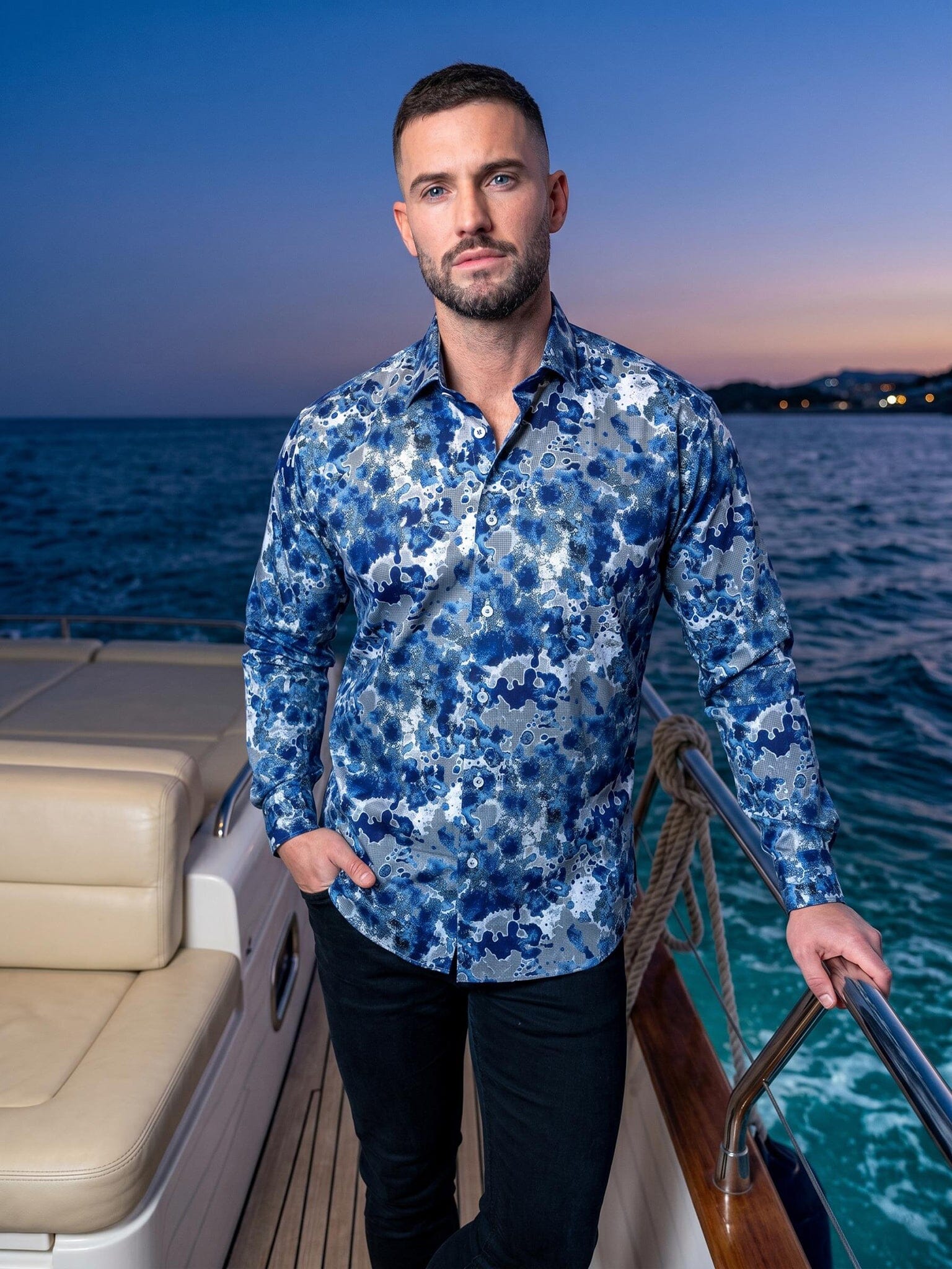 Fibonacci Oil Spill Blue Shirt