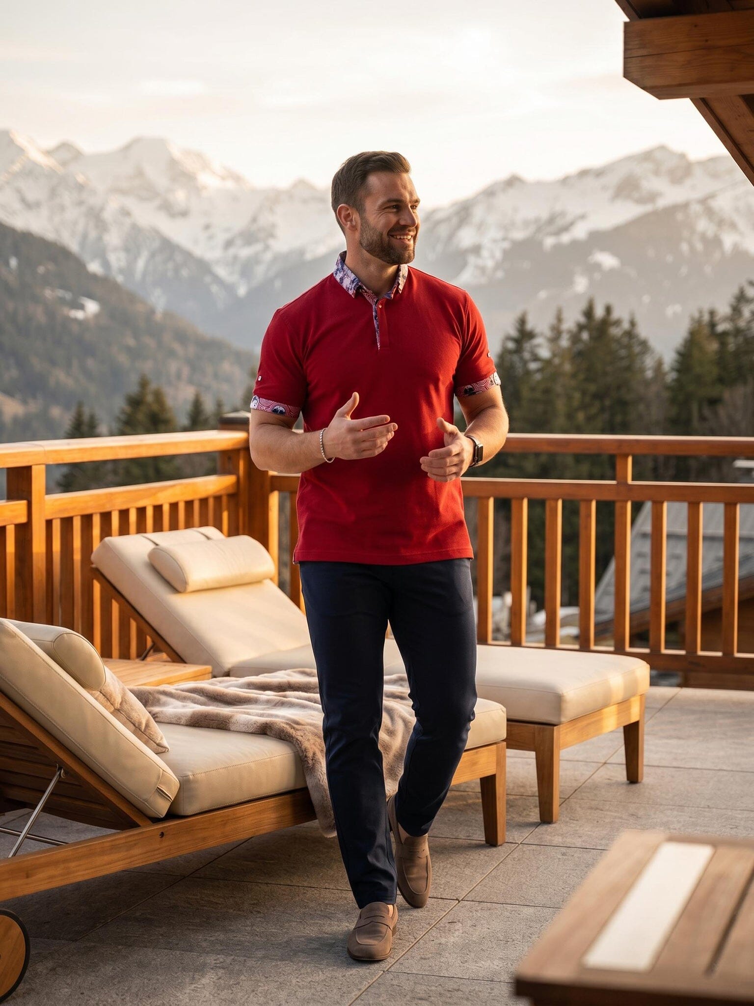 Mozart Solid Ripple Red Polo