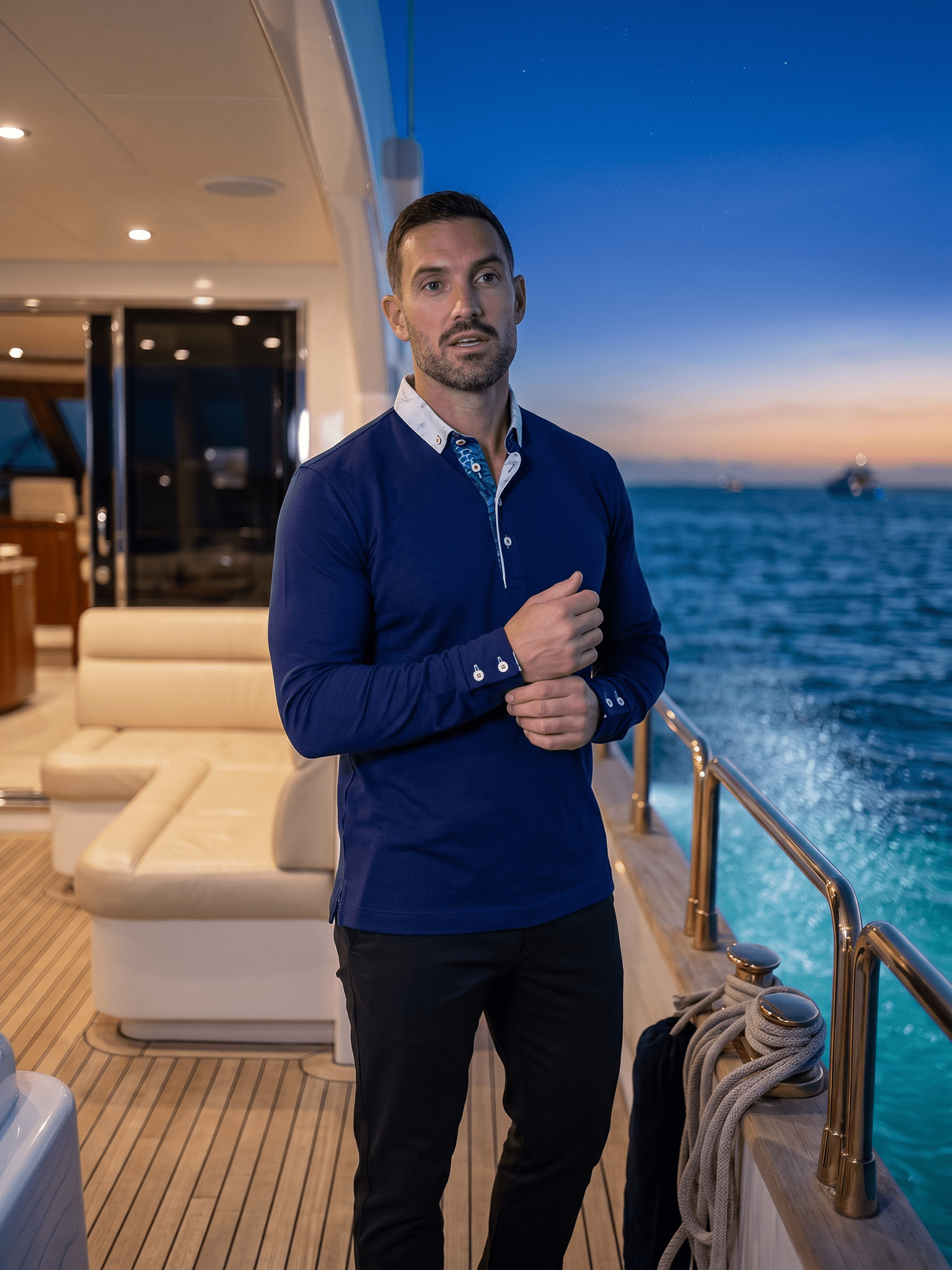 Newton Ascension Navy Long Sleeve Polo