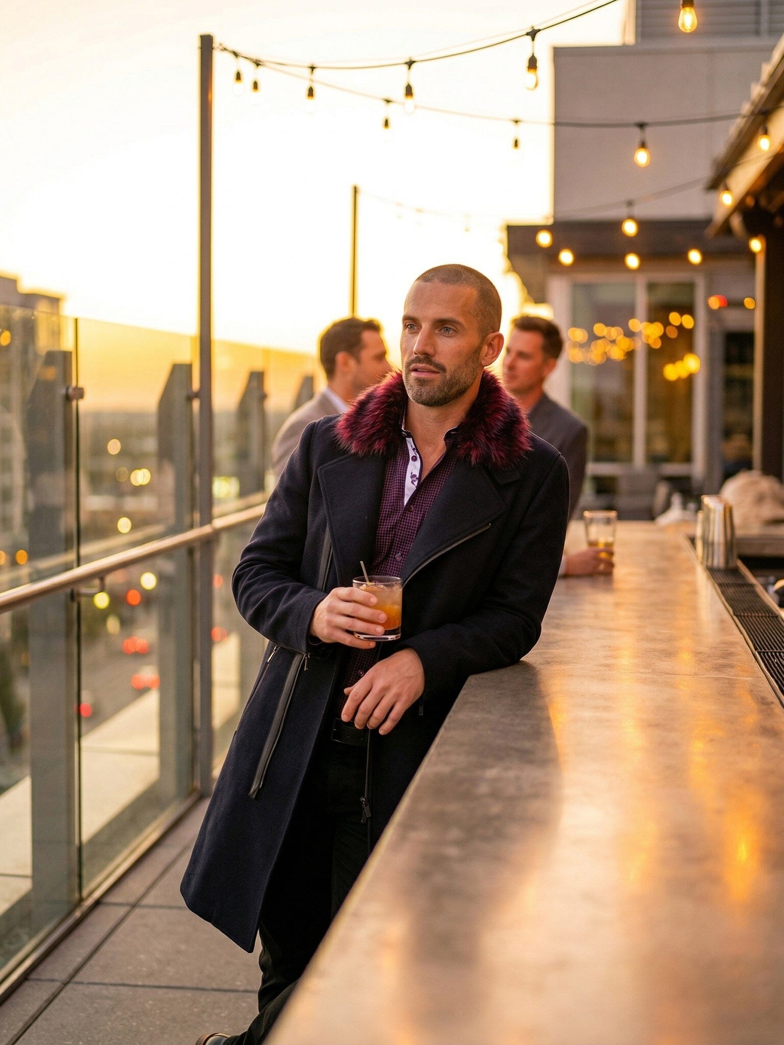 ZipFurred Black Peacoat Jacket