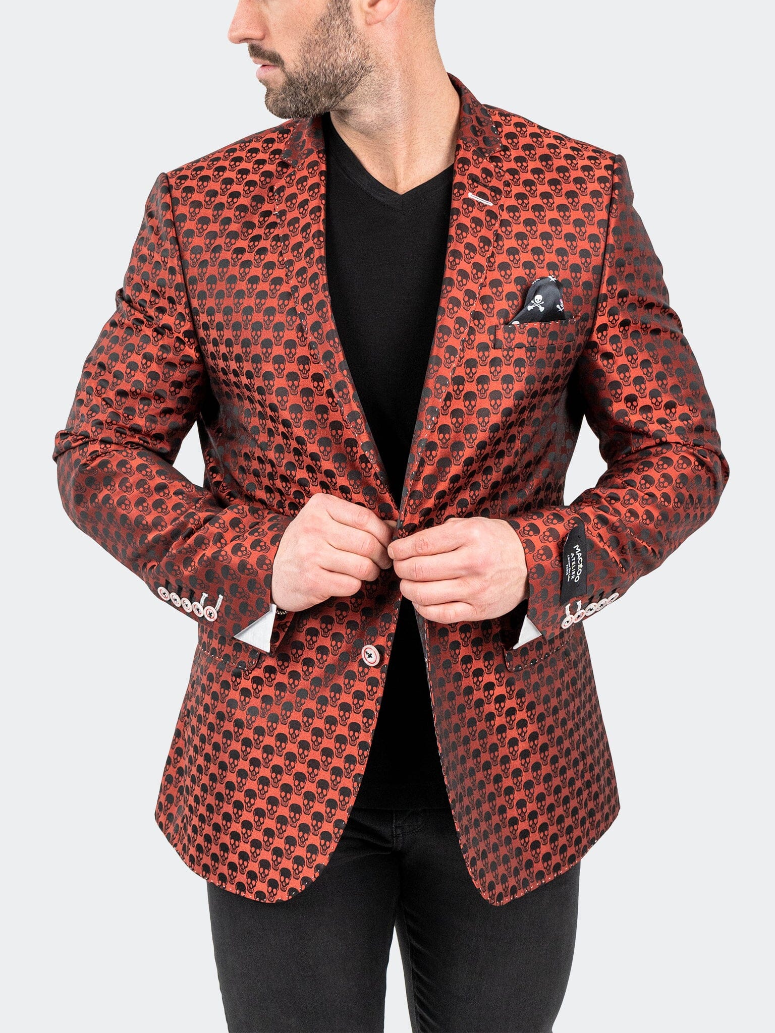 Burnt Orange Skull Jacquard Blazer