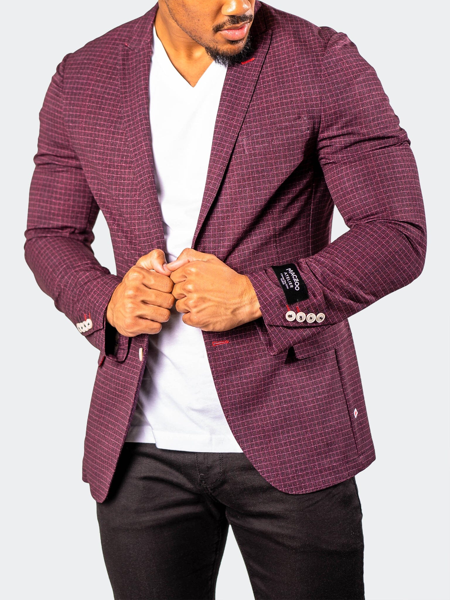 Unconstructed Vortex Red Blazer