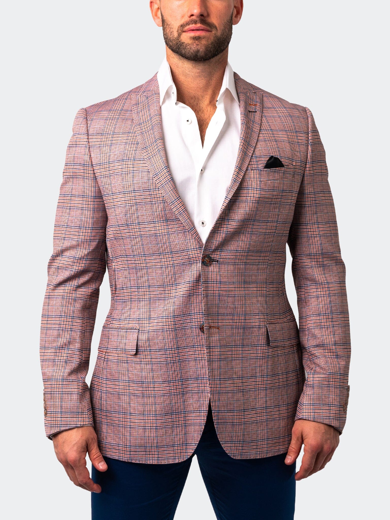 Blazer Unconstructed Plaid Orange