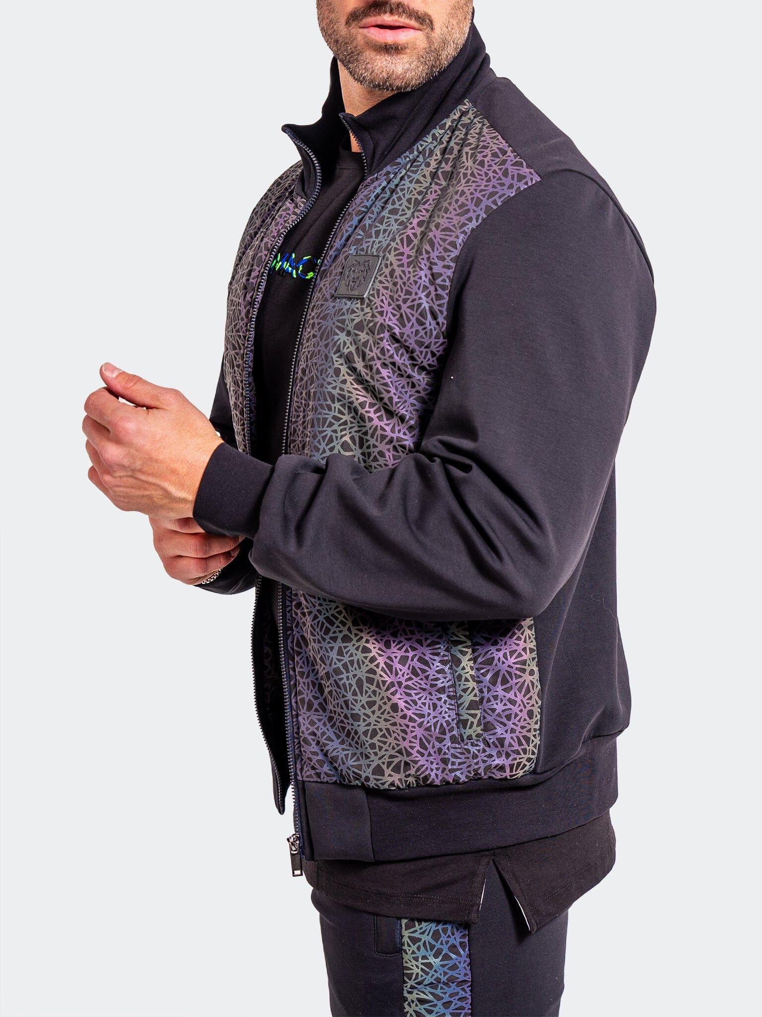 Iridescent Web Black Bomber Jacket