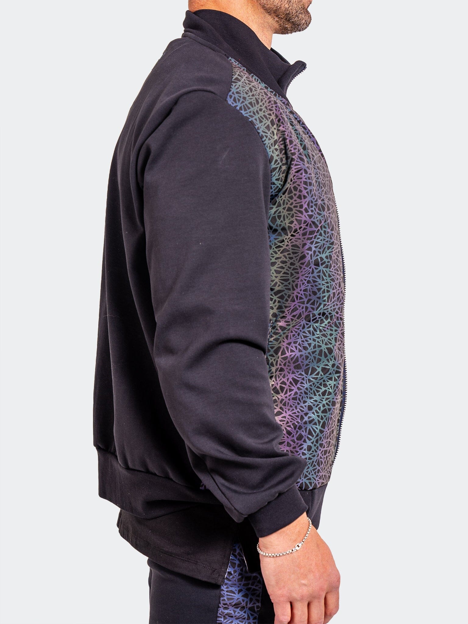 Iridescent Web Black Bomber Jacket