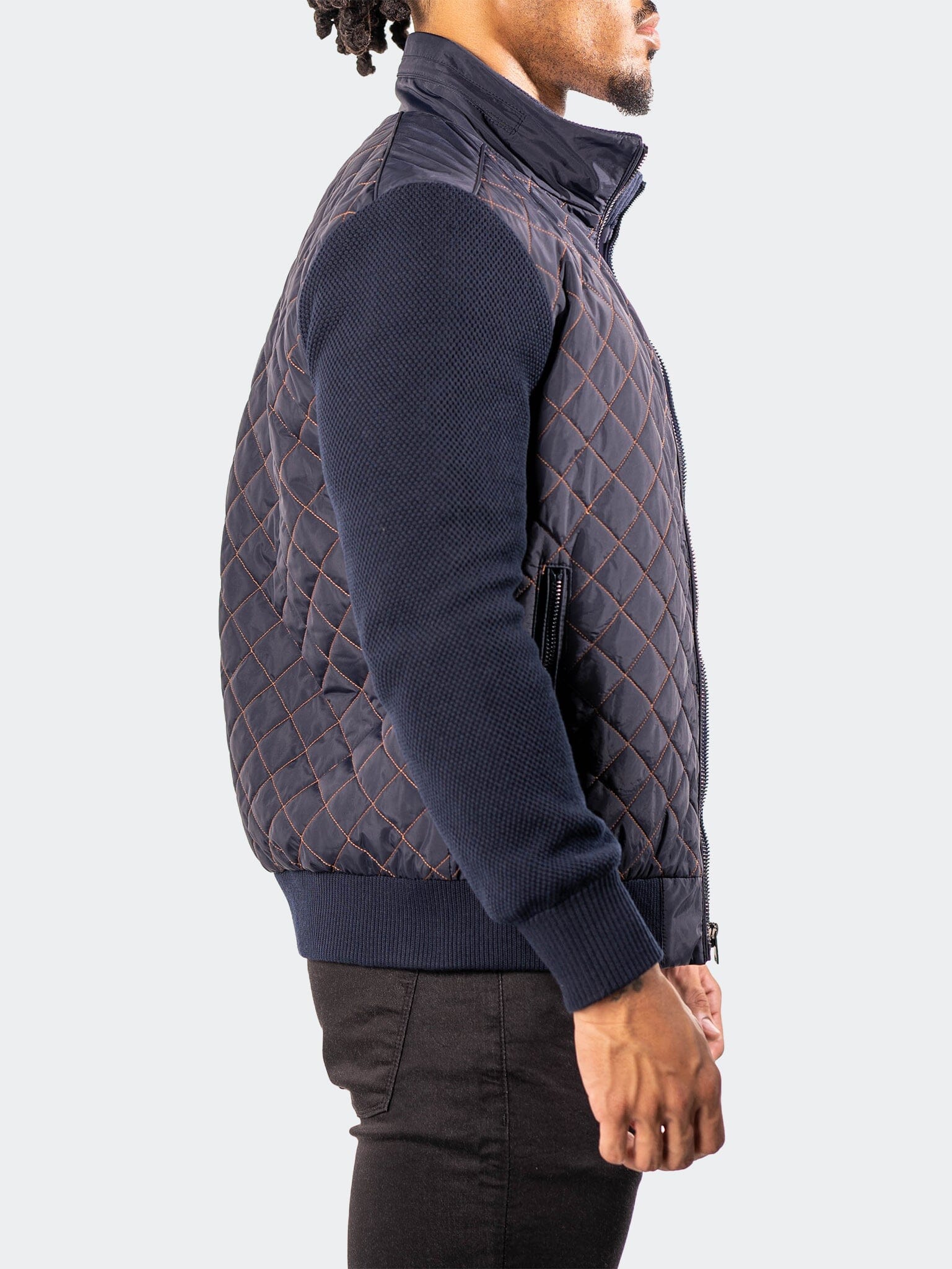 Diamond Puff Navy Bomber Jacket