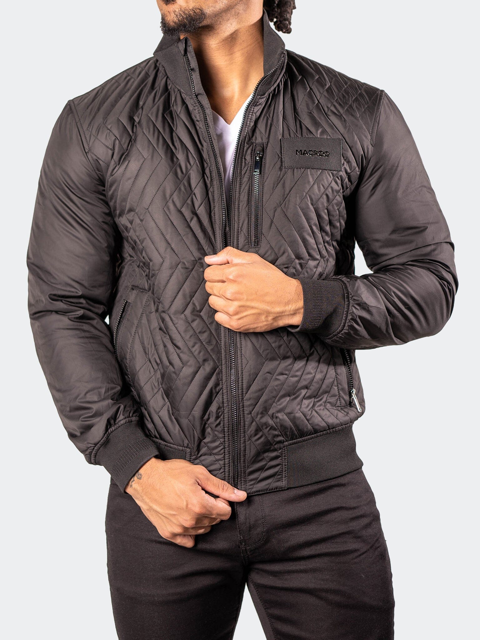 PuffyComb Black Bomber Jacket