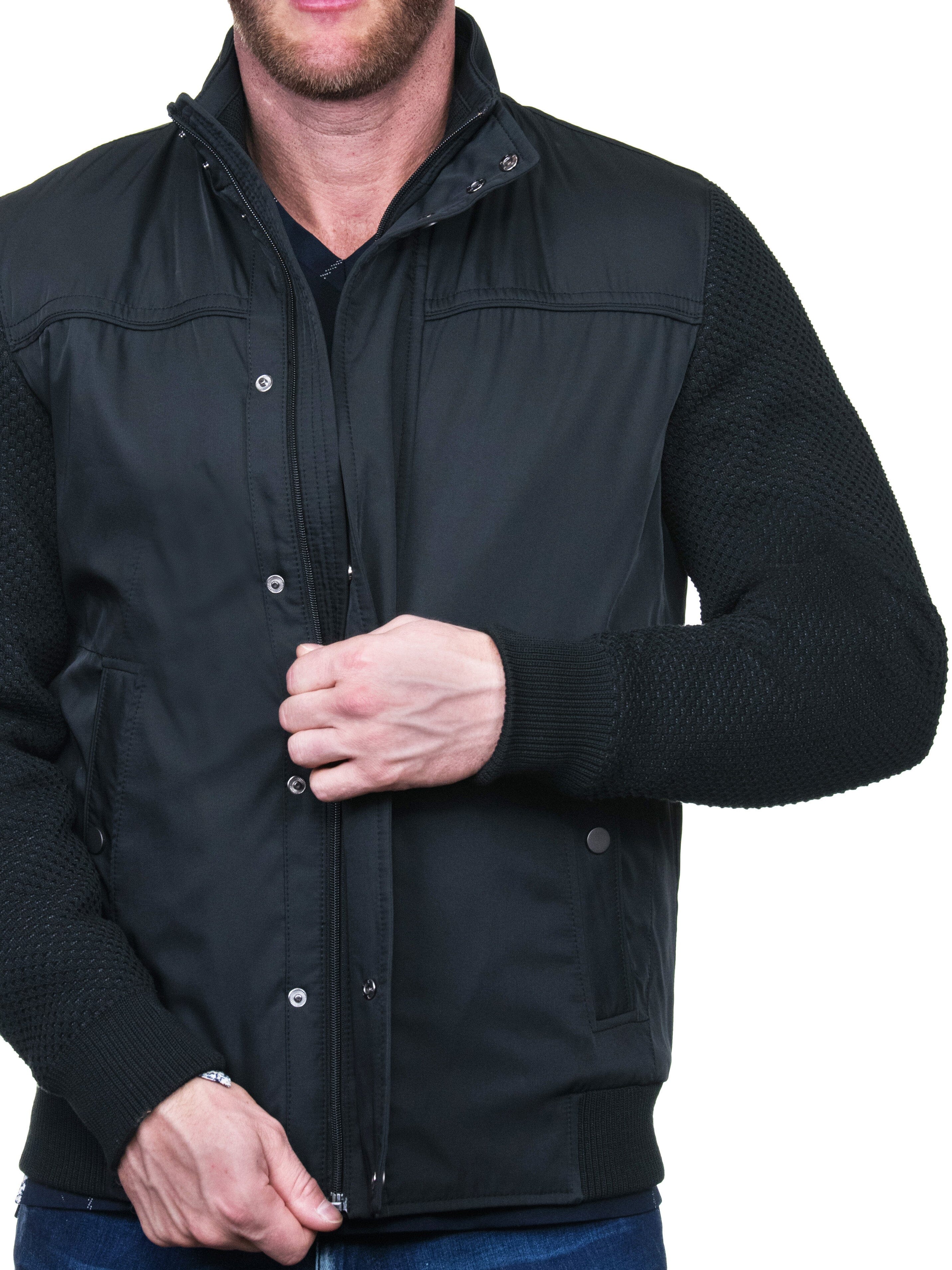 Knitted Black Bomber Jacket