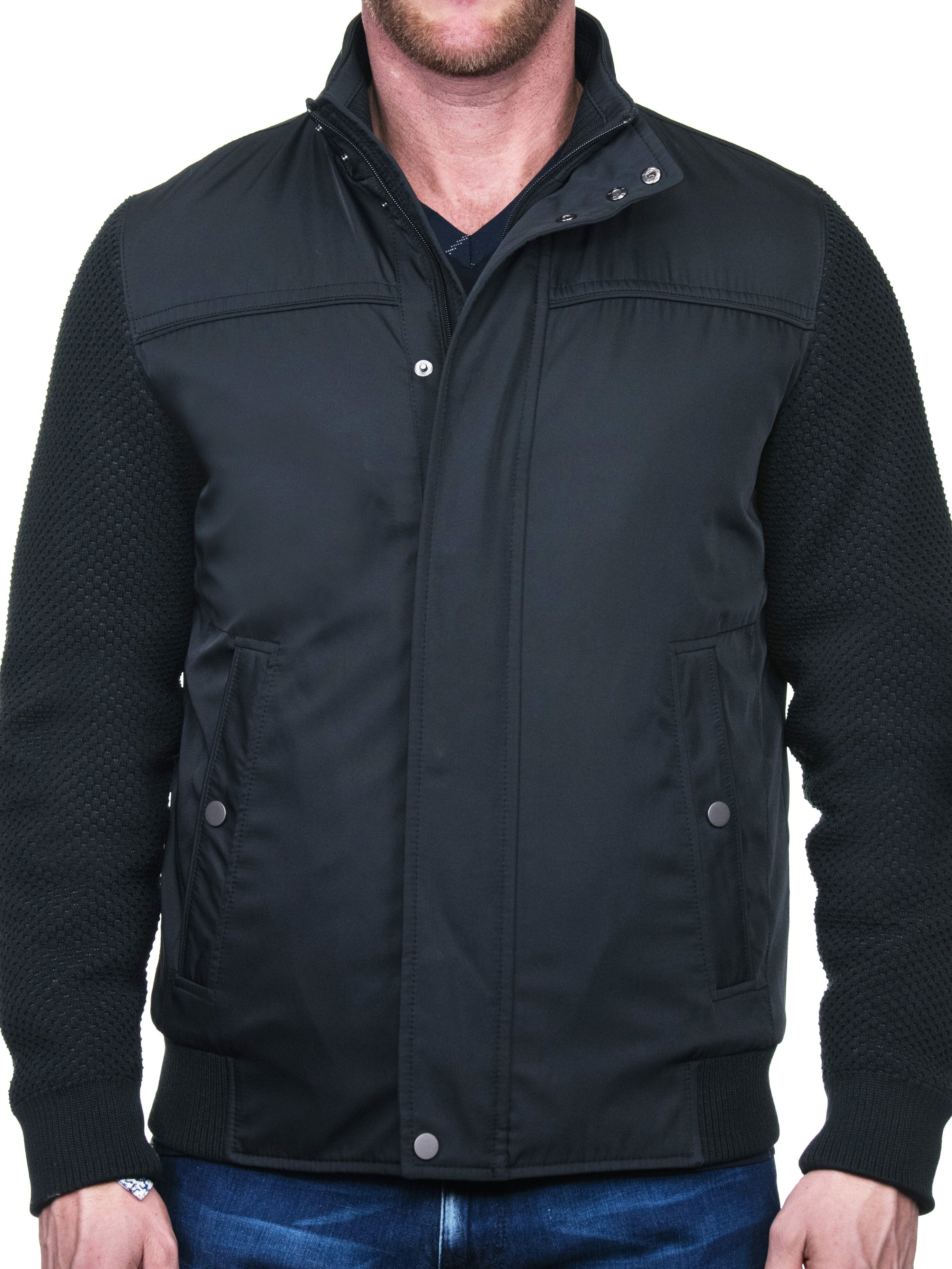 Knitted Black Bomber Jacket