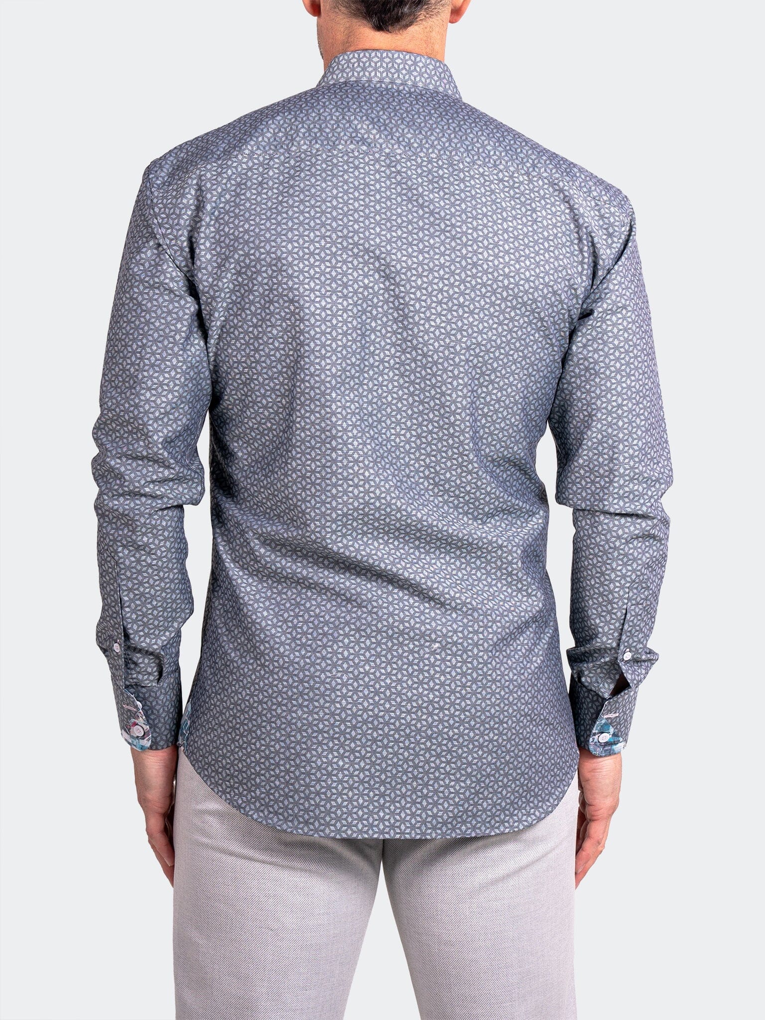 Eins Ascension Grey Geo Print Shirt