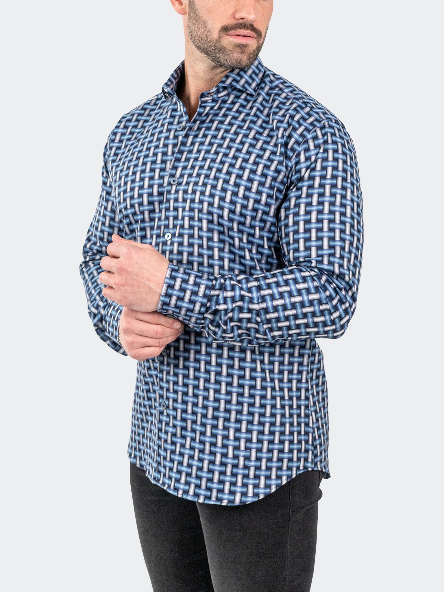 Eins JacqDigiWeave Blue Shirt