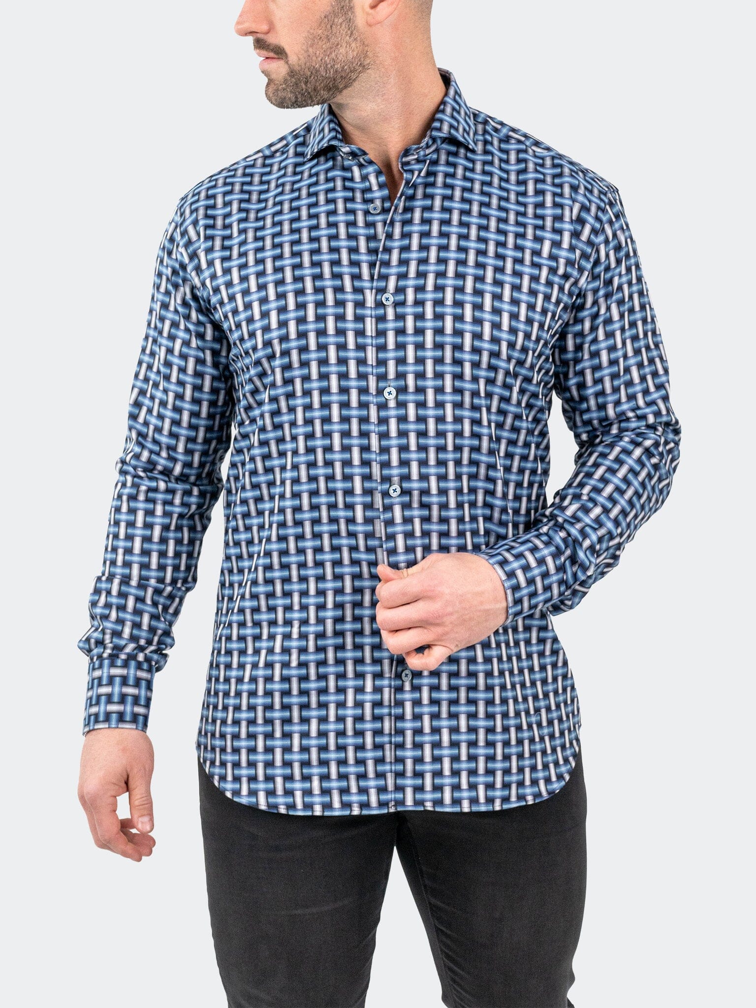 Eins JacqDigiWeave Blue Shirt