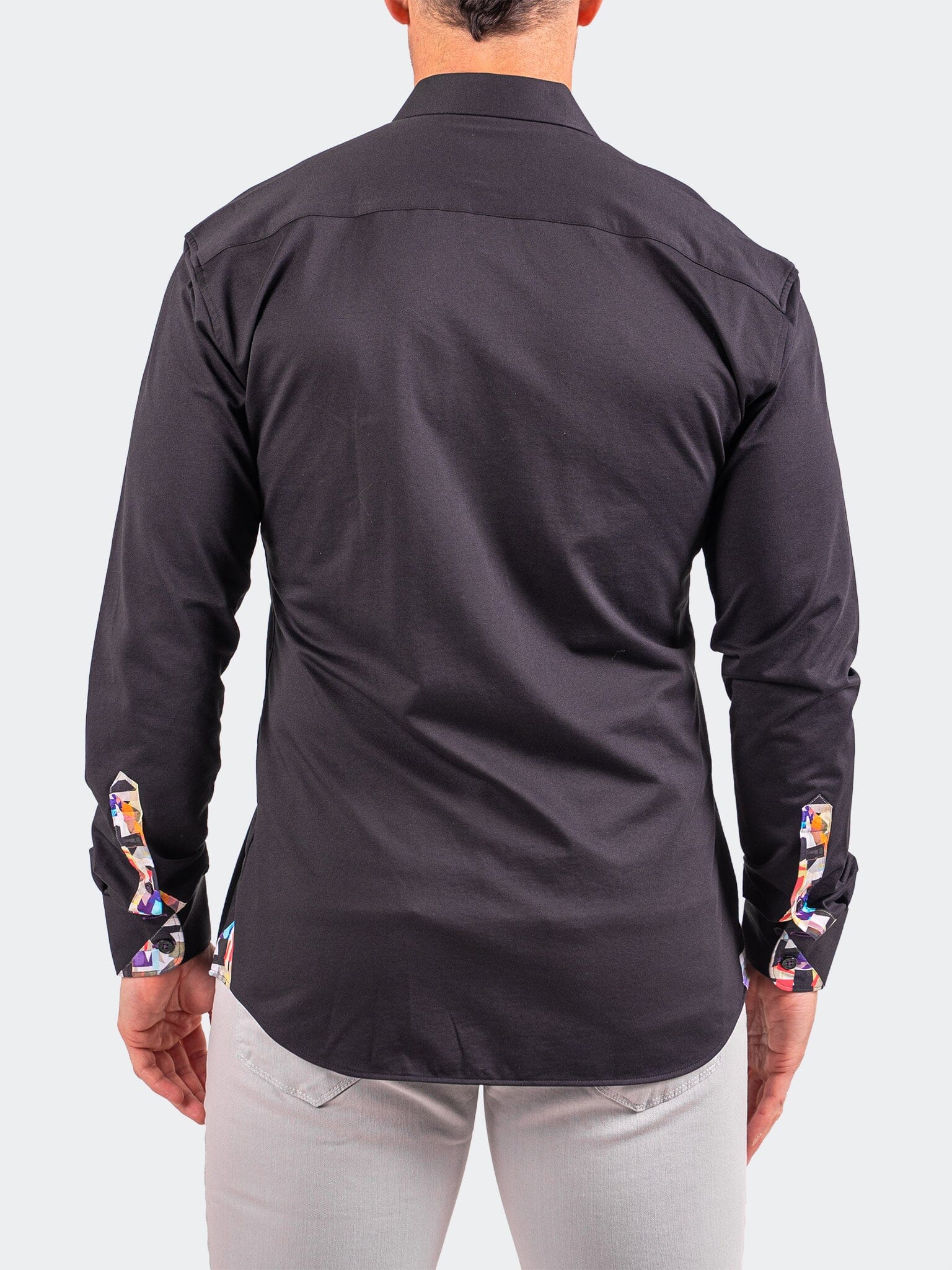 Eins Black Floral Stretch Shirt