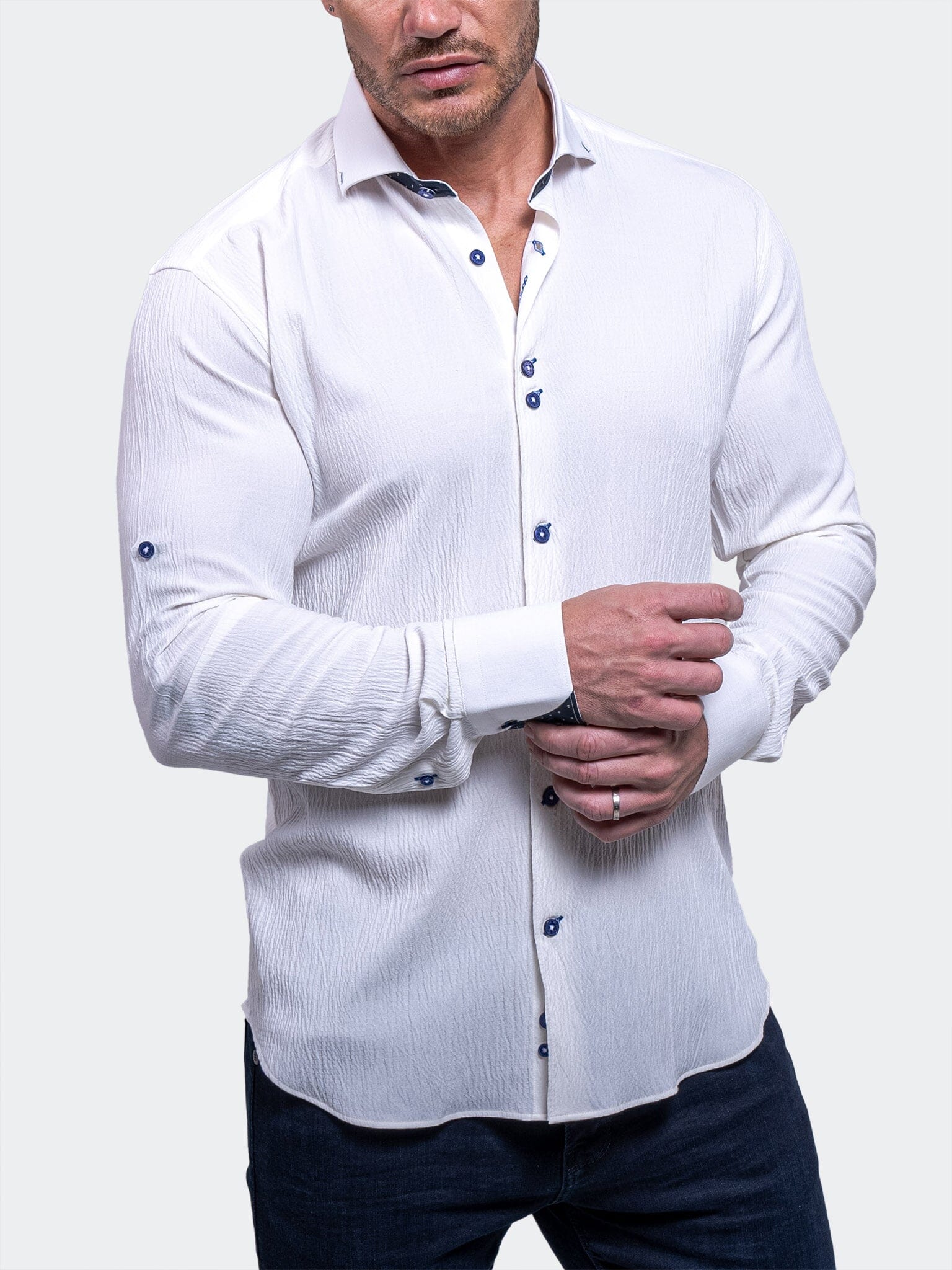 Eins Crinkle White Shirt