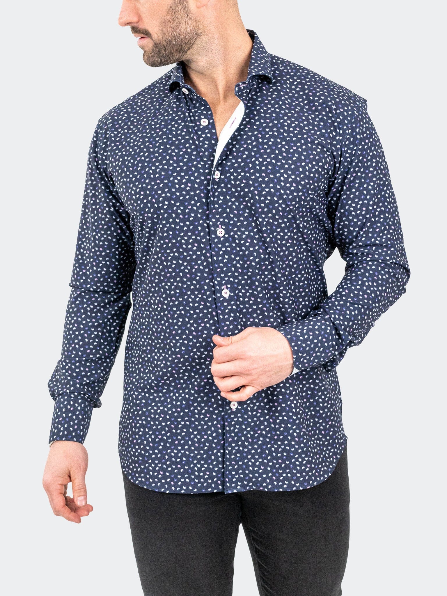 Eins MicroPaisley Navy Shirt