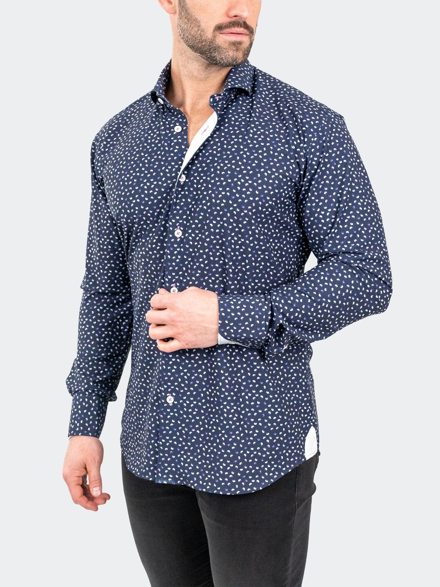 Eins MicroPaisley Navy Shirt