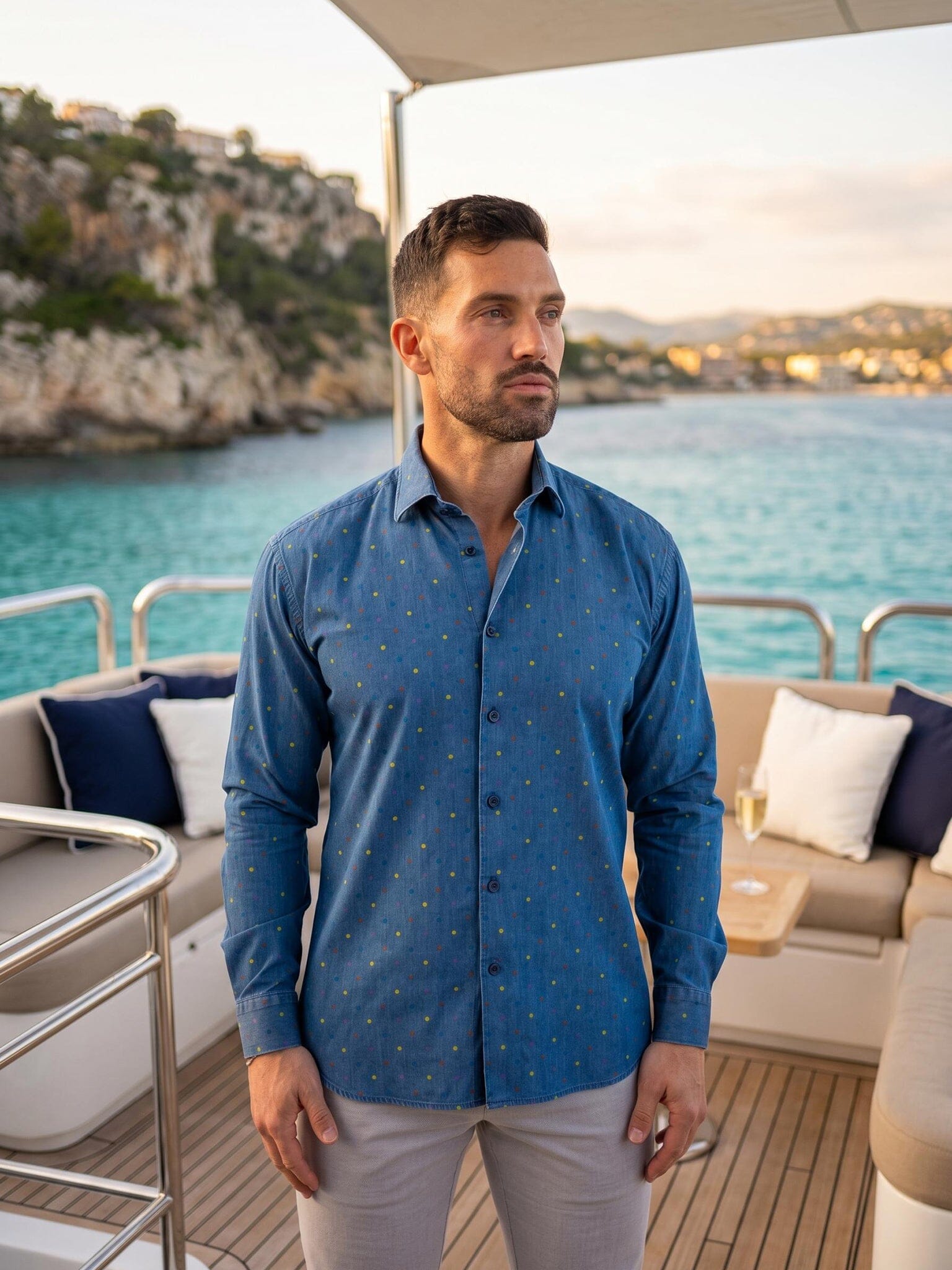 Engineered Polka Dot Blue Shirt