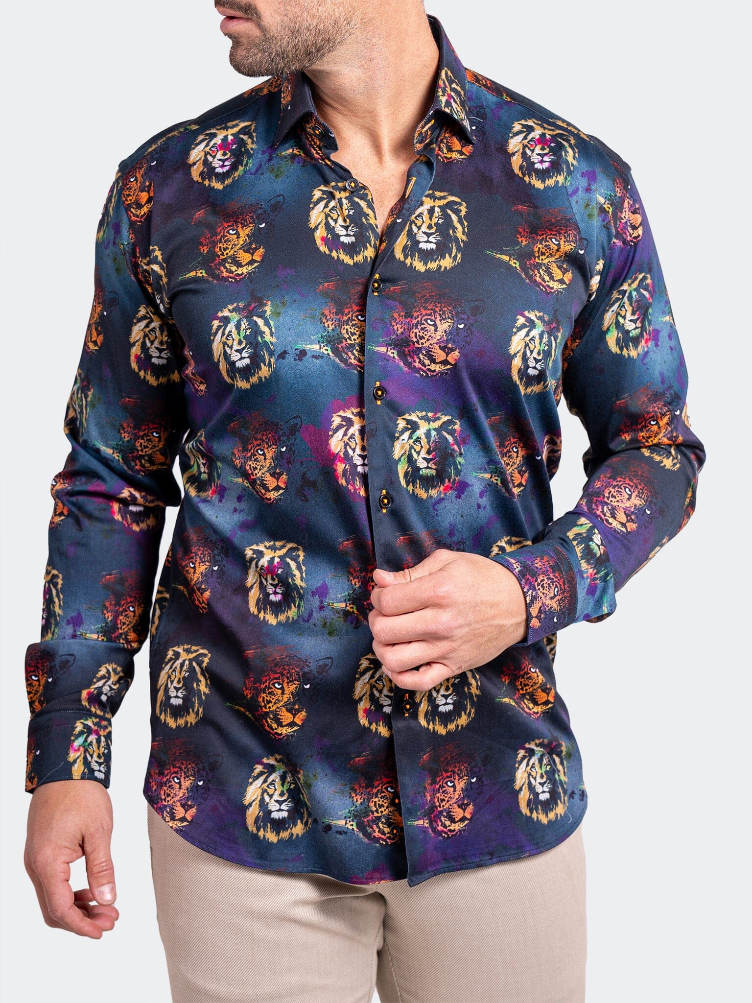 Fibonacci Neon Lion Black Shirt