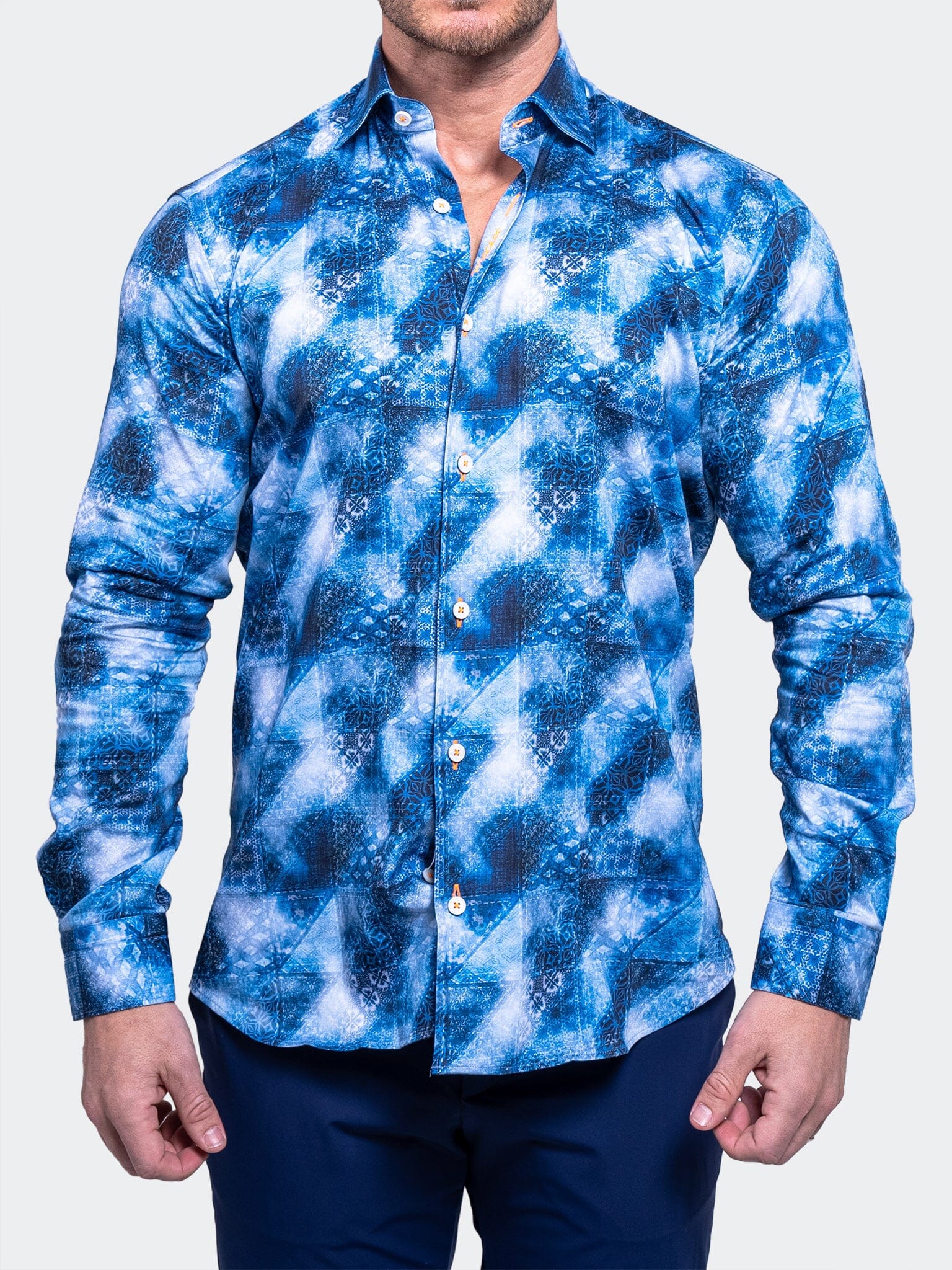 Blue Medallion Satin Shirt