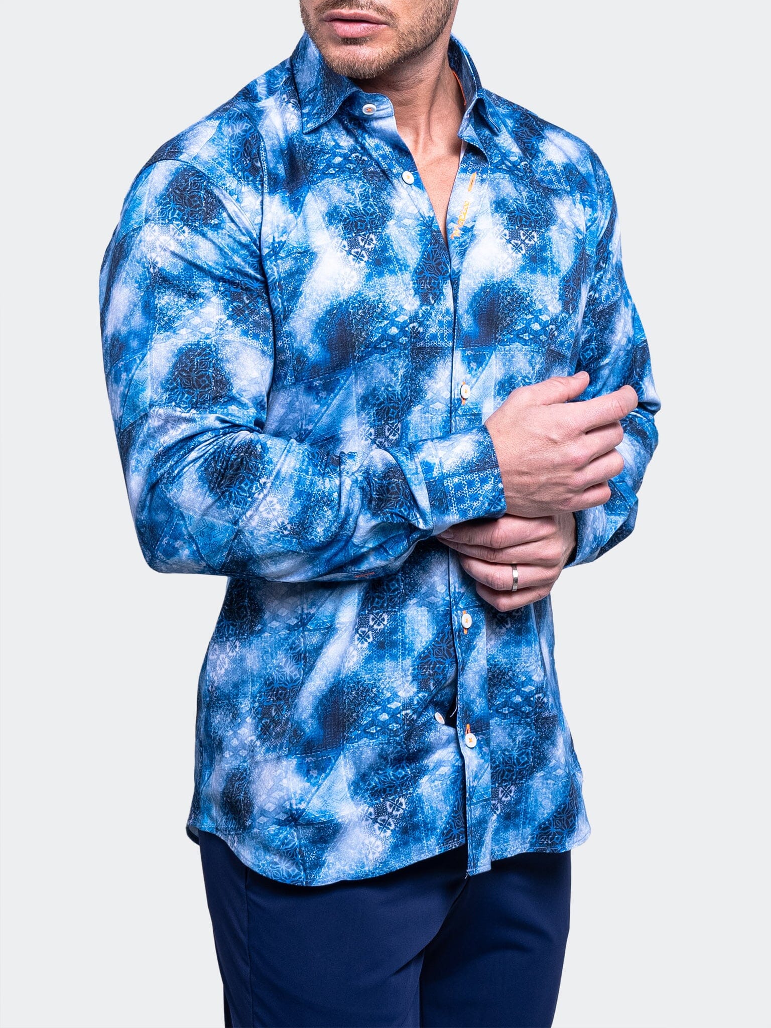 Blue Medallion Satin Shirt
