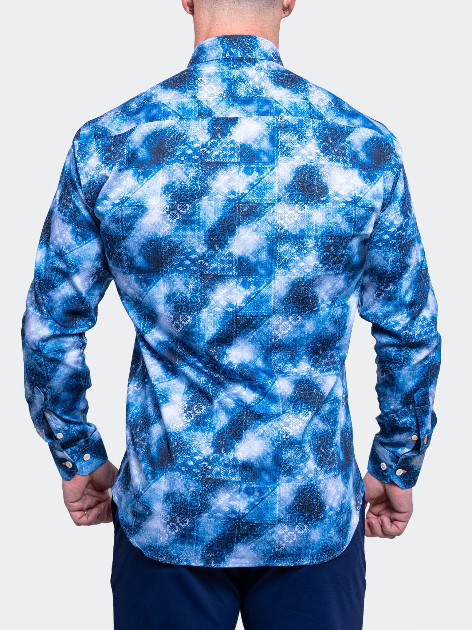 Blue Medallion Satin Shirt
