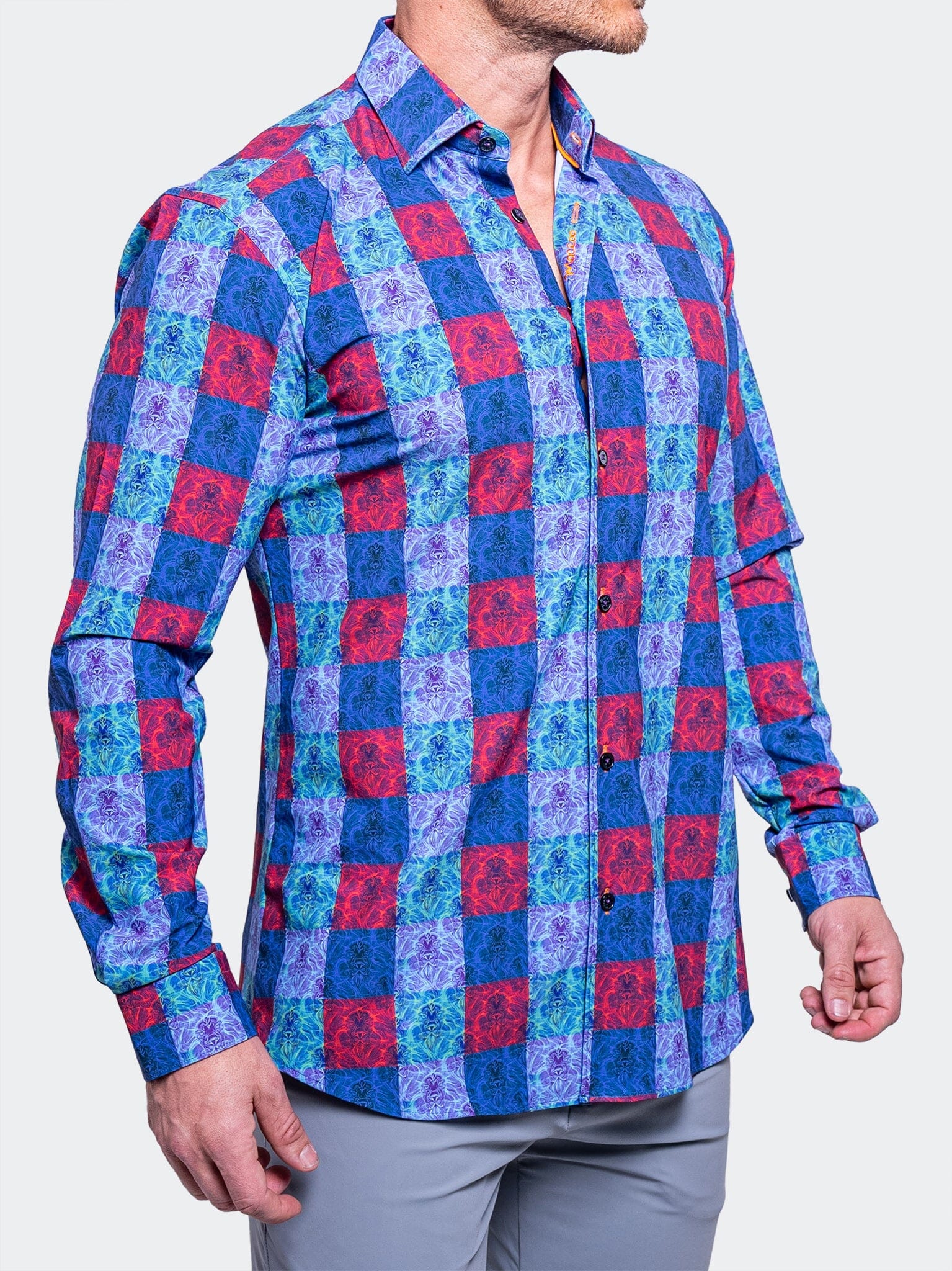 Fibonacci Bold Check Satin Shirt