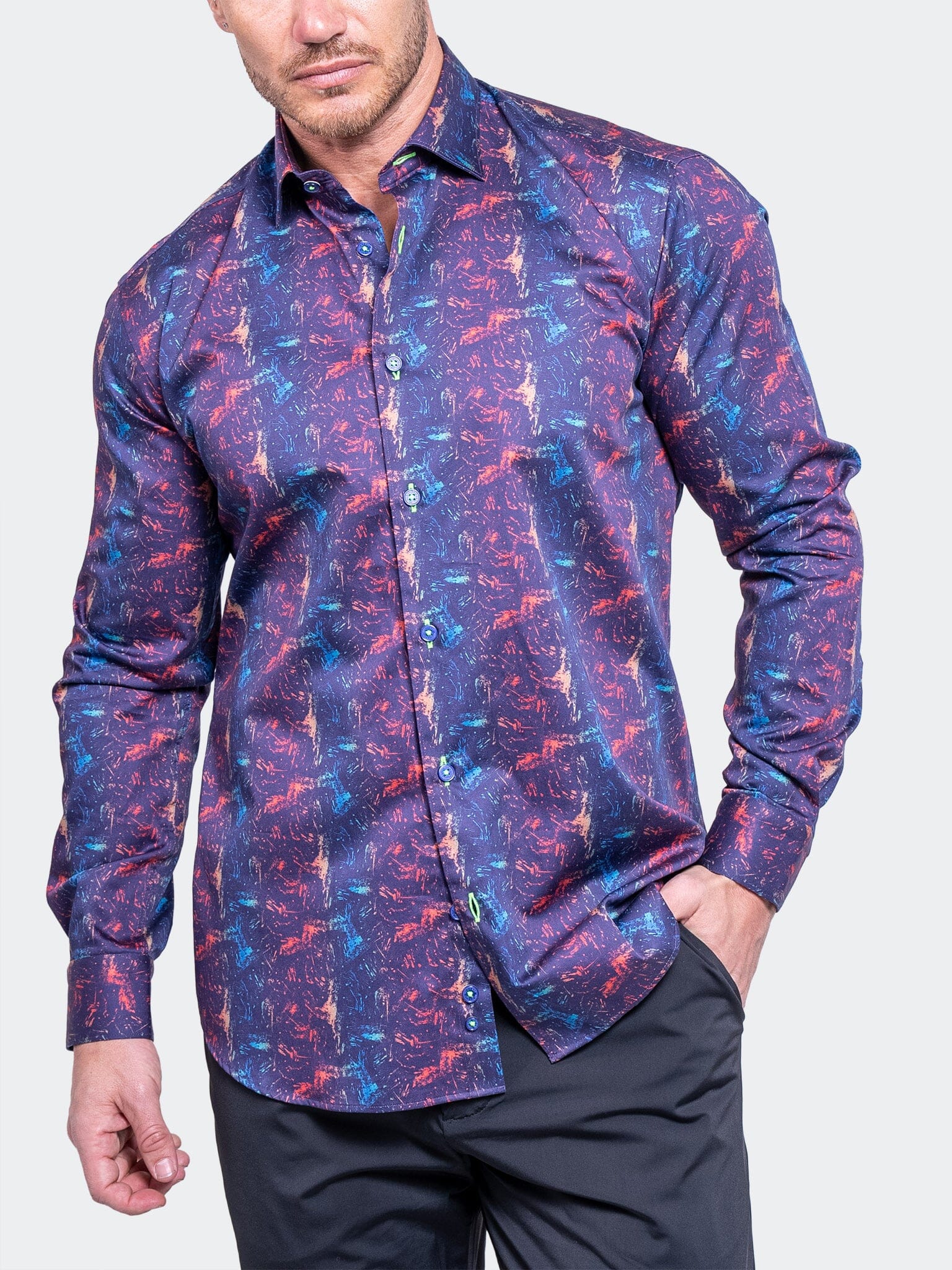 Fibonacci Navy Abstract Stretch Shirt