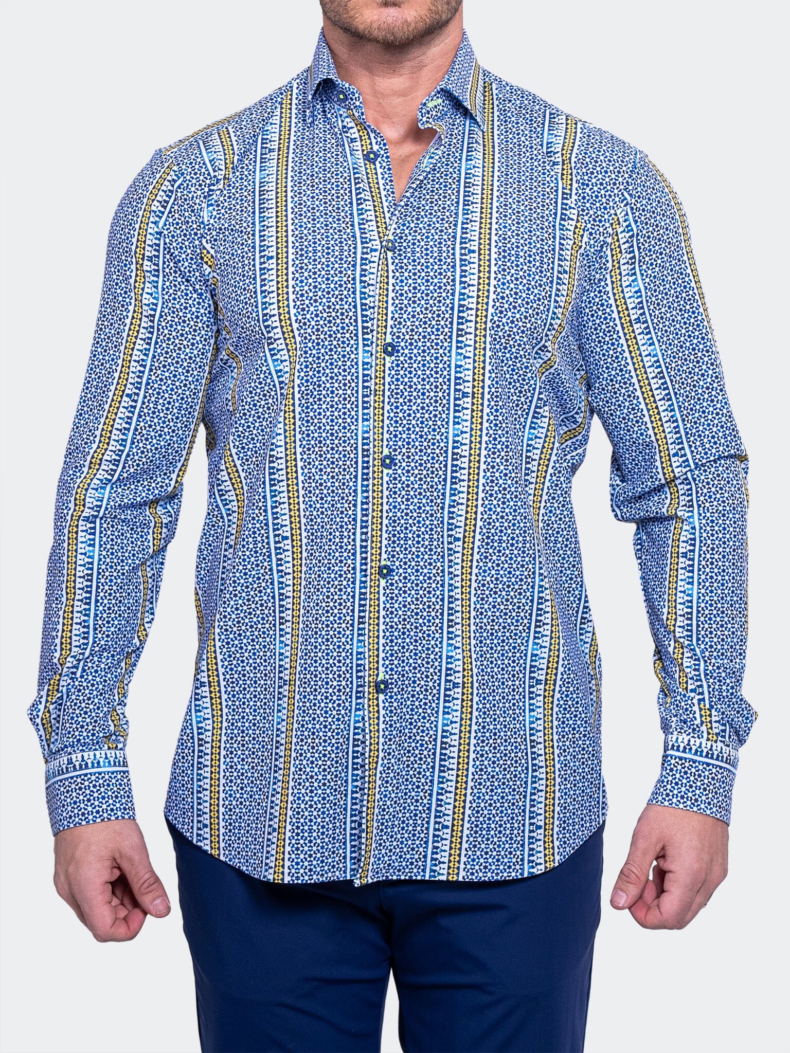 Blue Gold Stripe Fibonacci Shirt