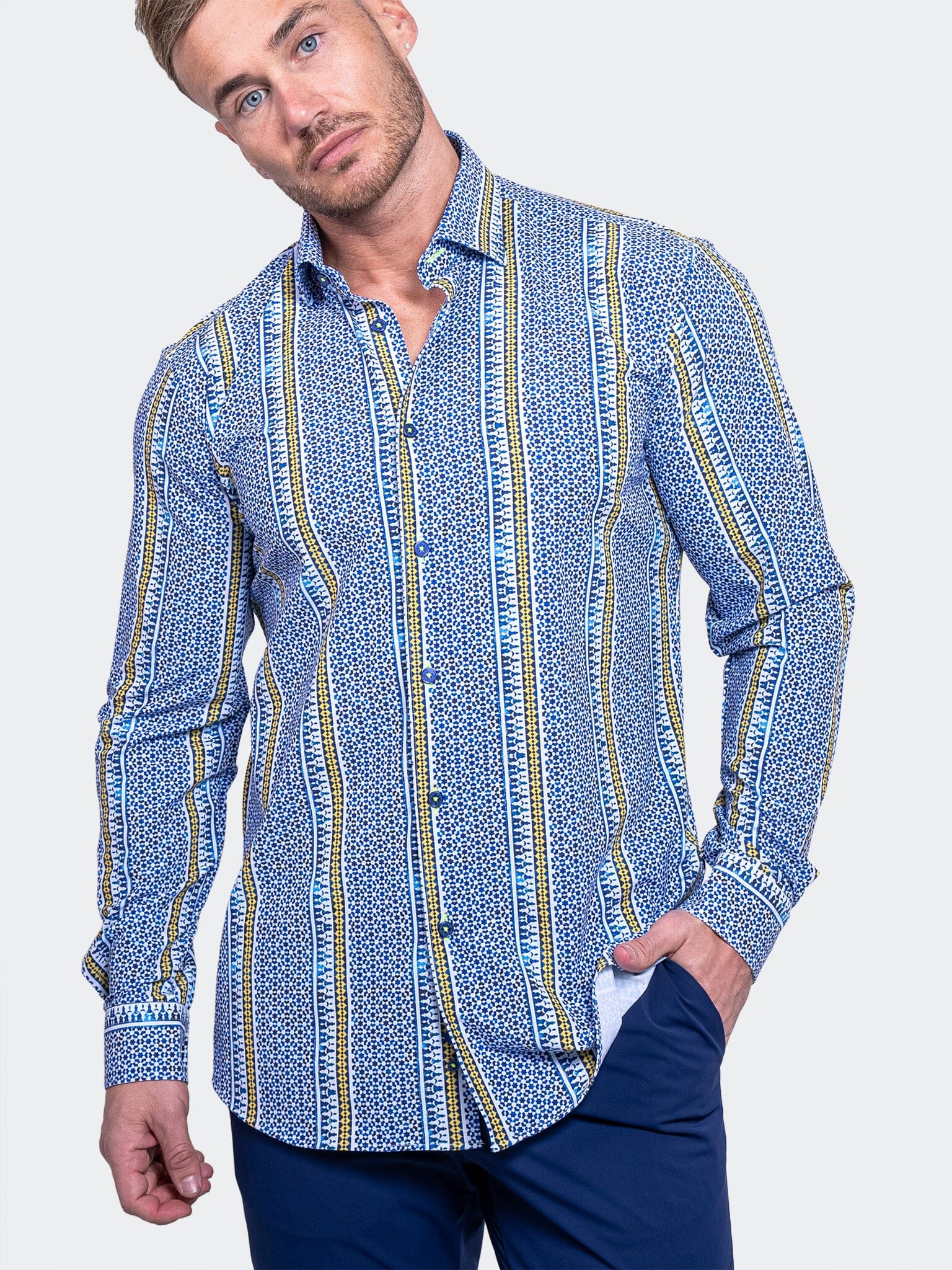 Blue Gold Stripe Fibonacci Shirt