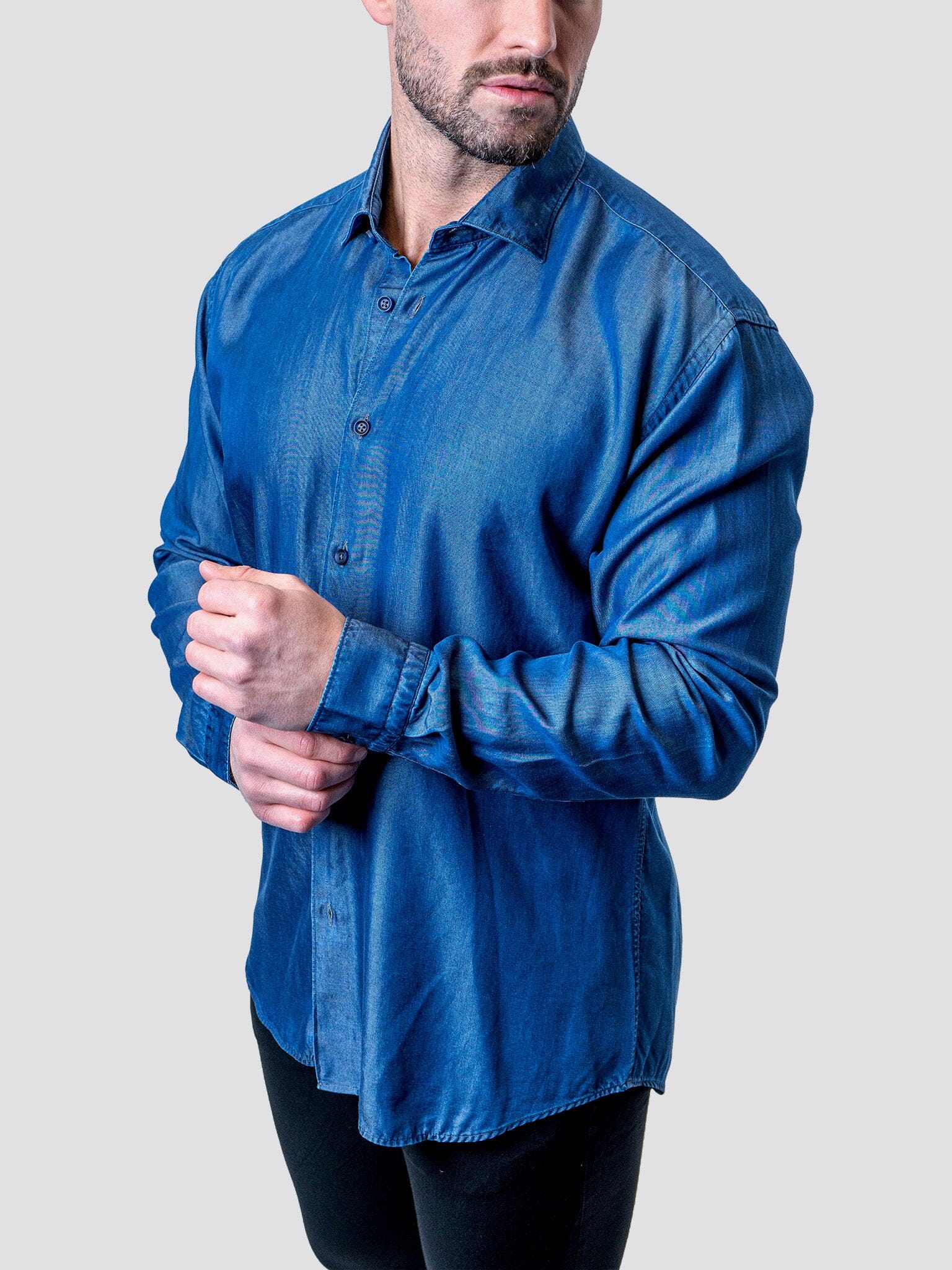 Fibonacci Shiny Denim Blue Shirt