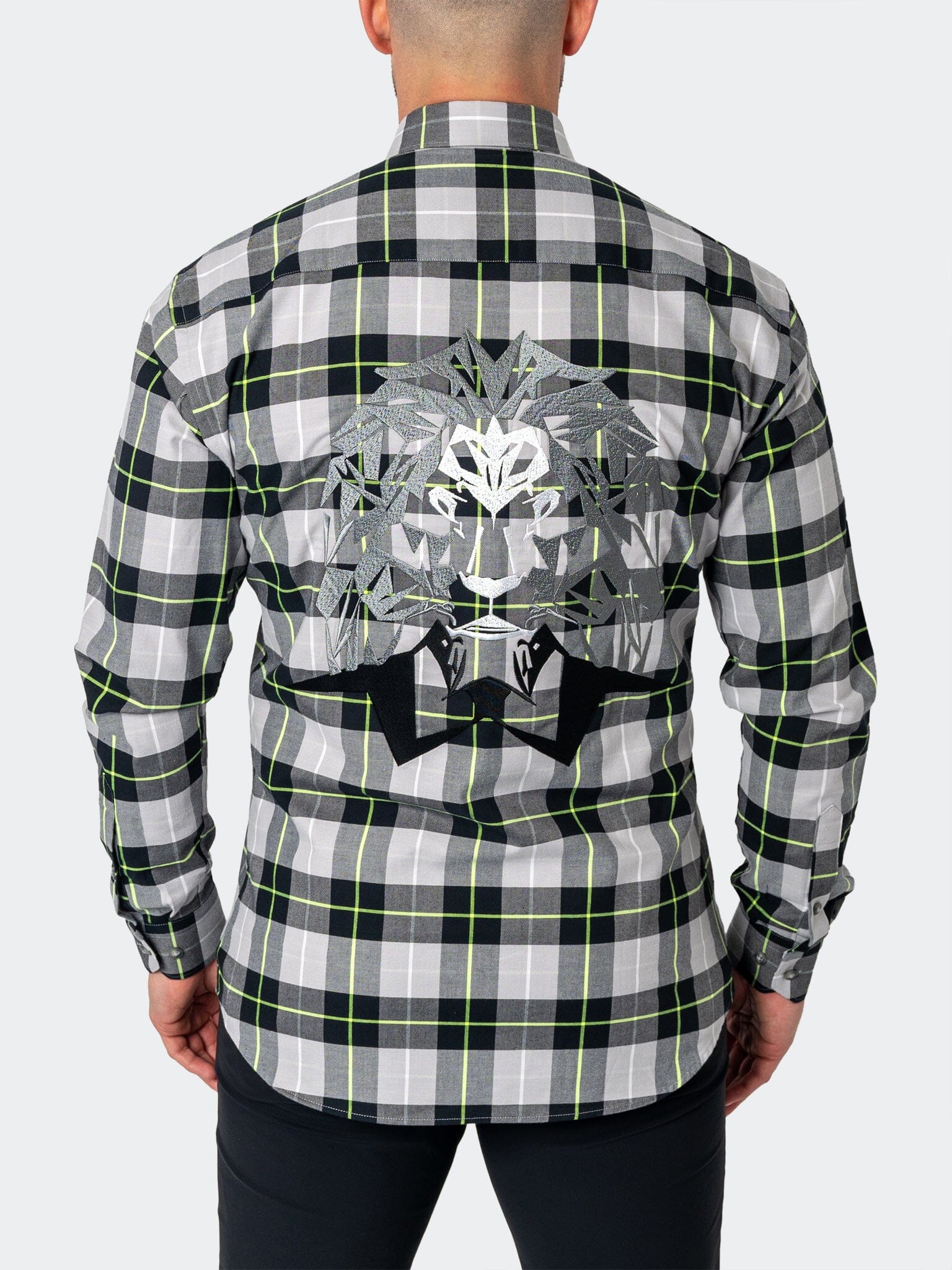 LargePlaidNeon Black Flannel Shirt