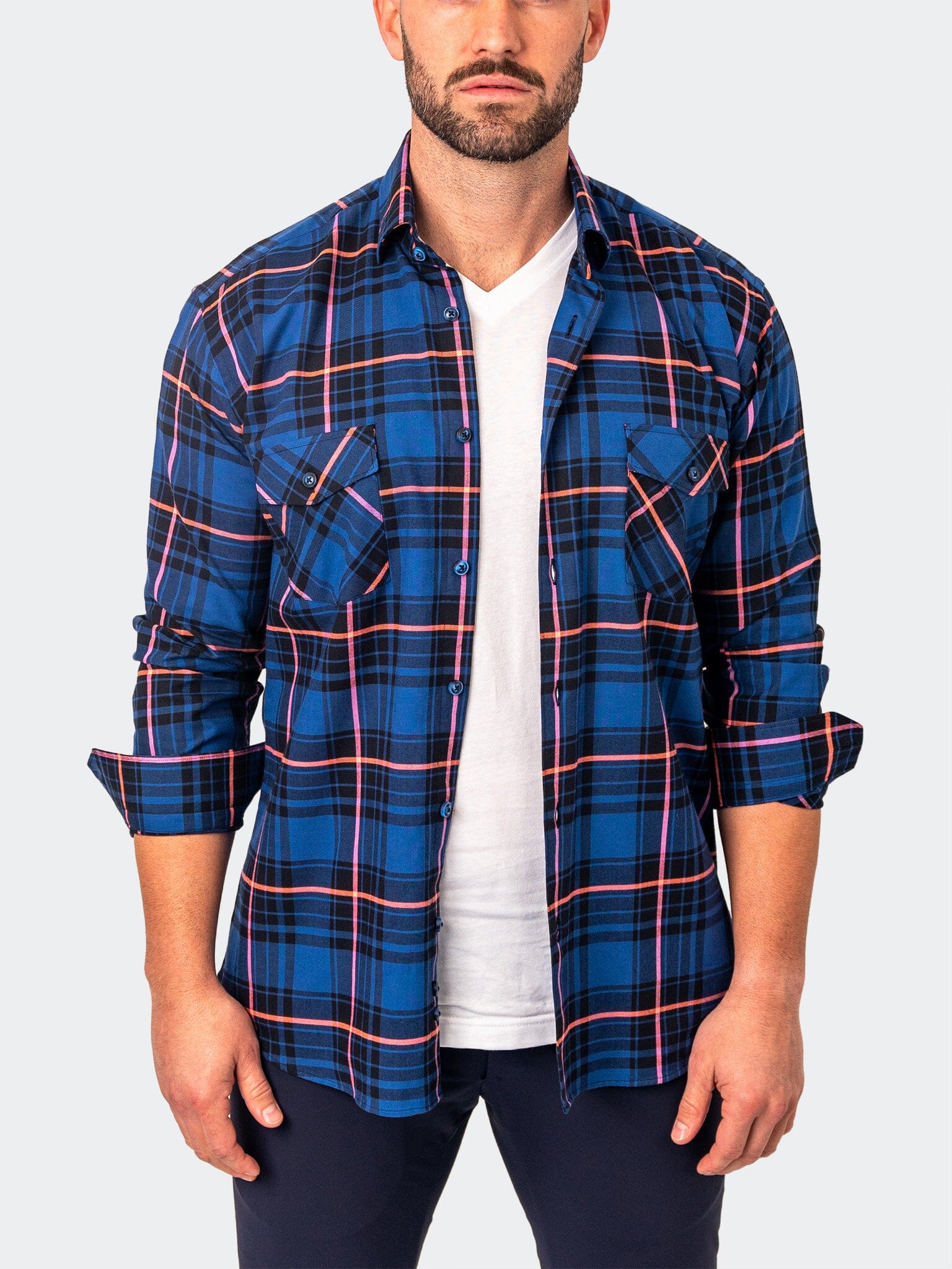 Flannel LargePlaid Blue Shirt