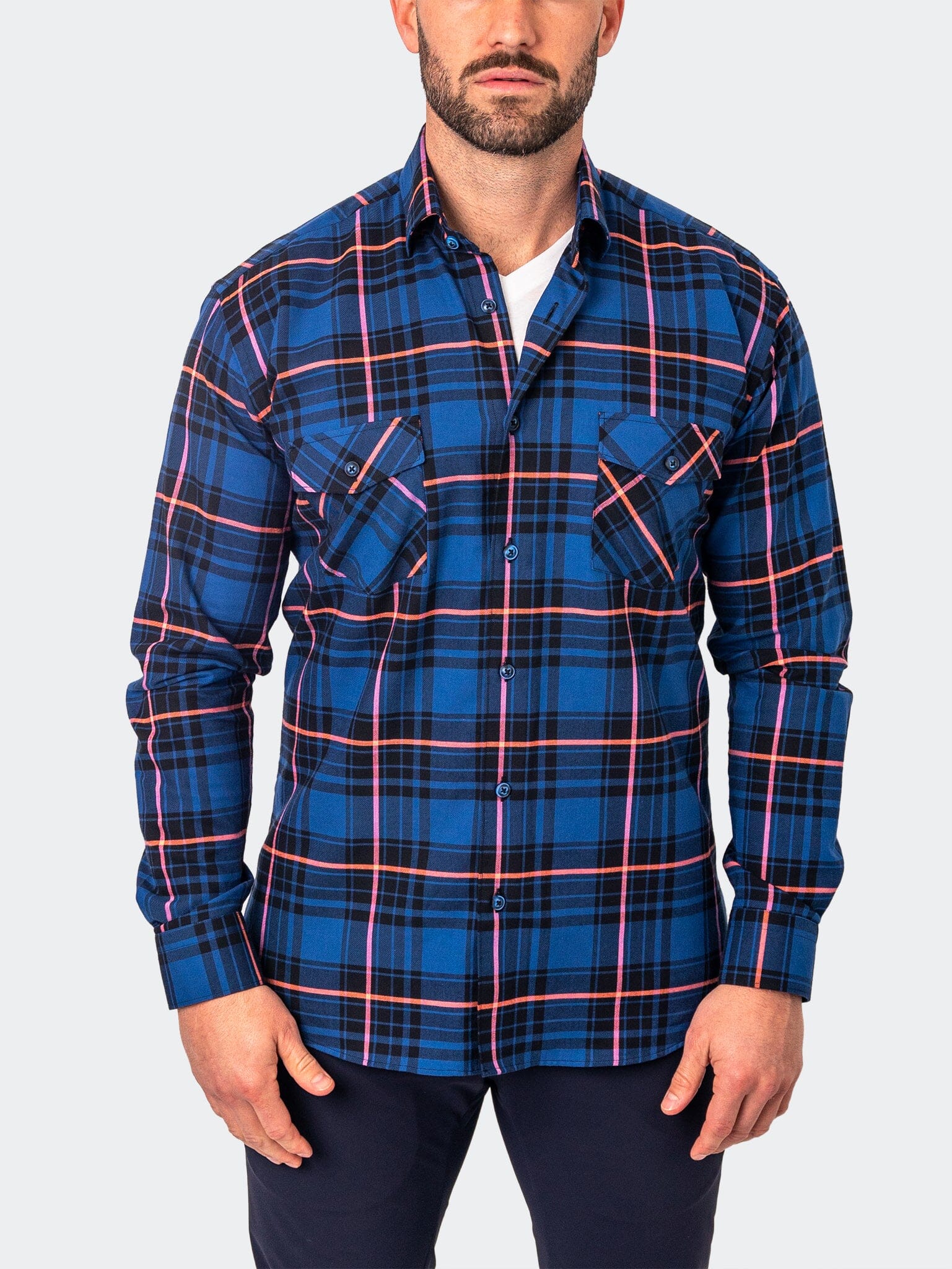 Flannel LargePlaid Blue Shirt