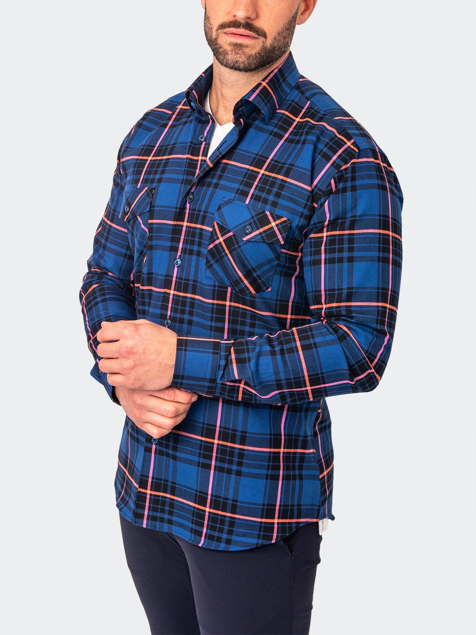Flannel LargePlaid Blue Shirt