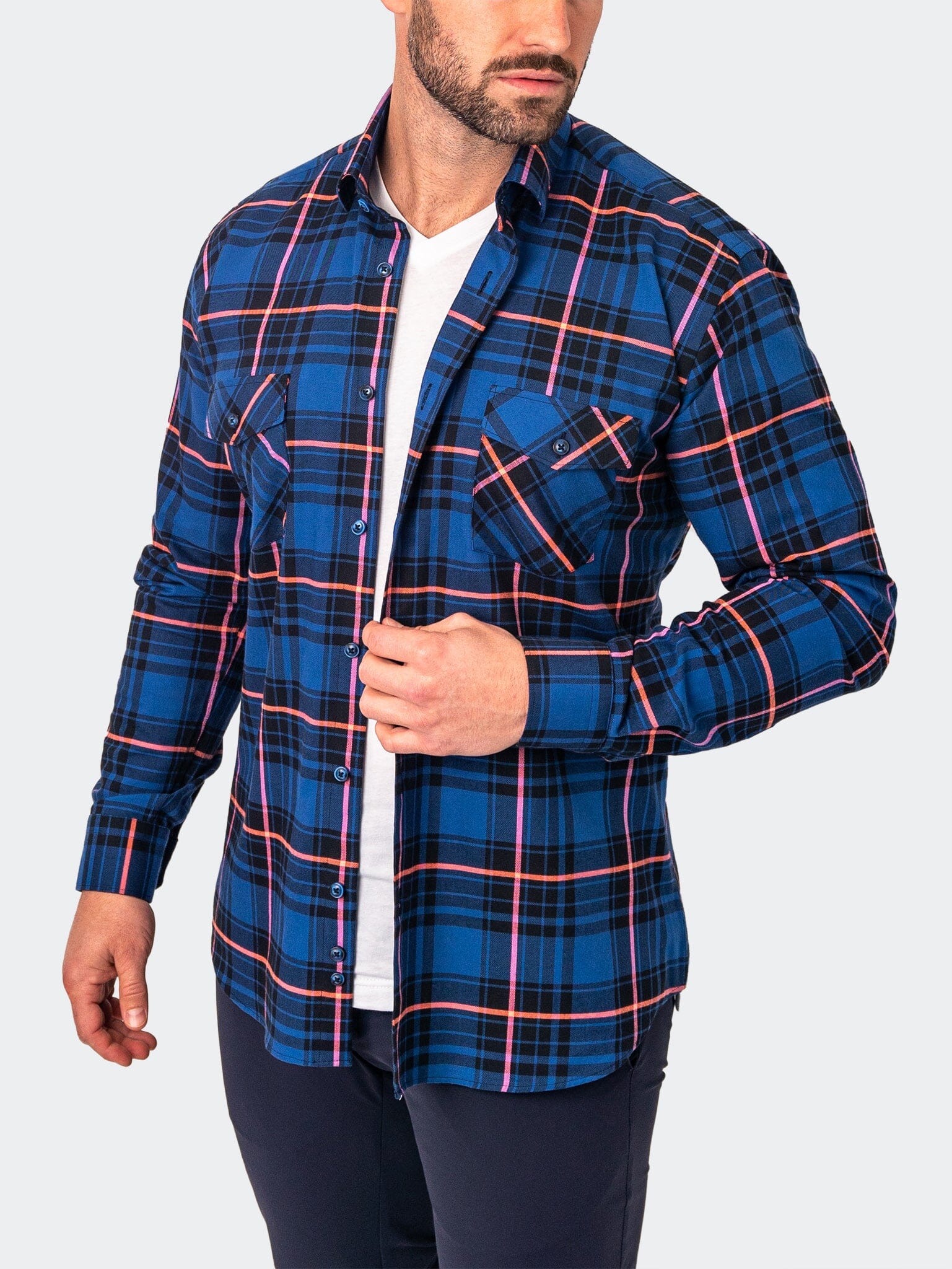 Flannel LargePlaid Blue Shirt