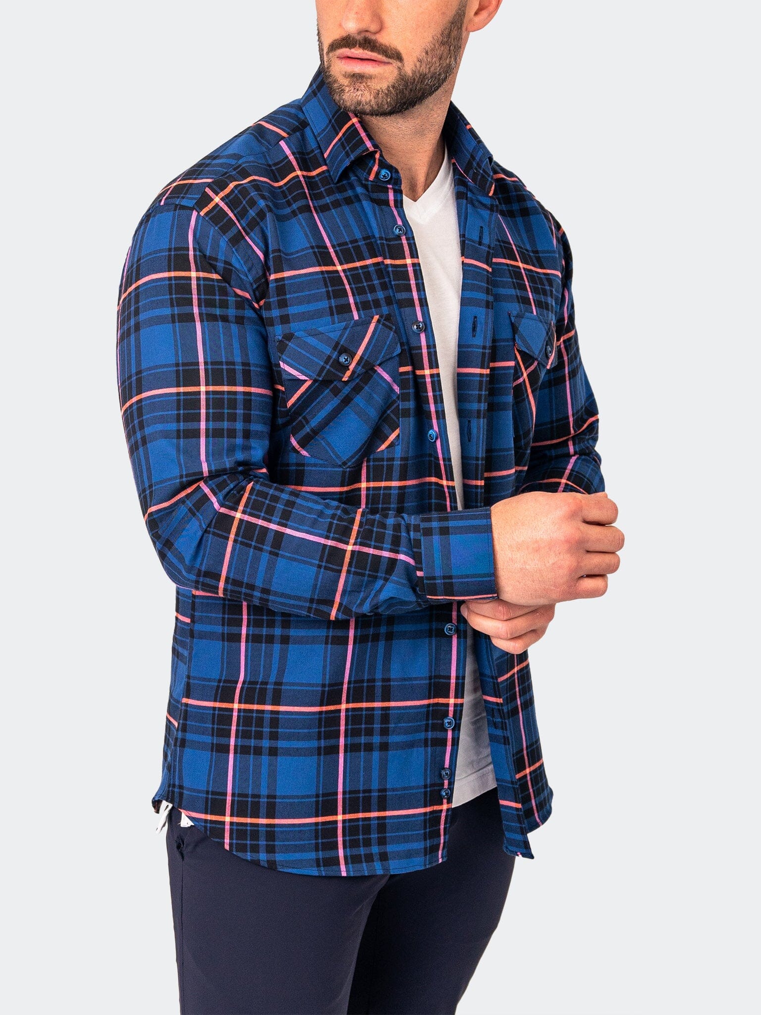 Flannel LargePlaid Blue Shirt