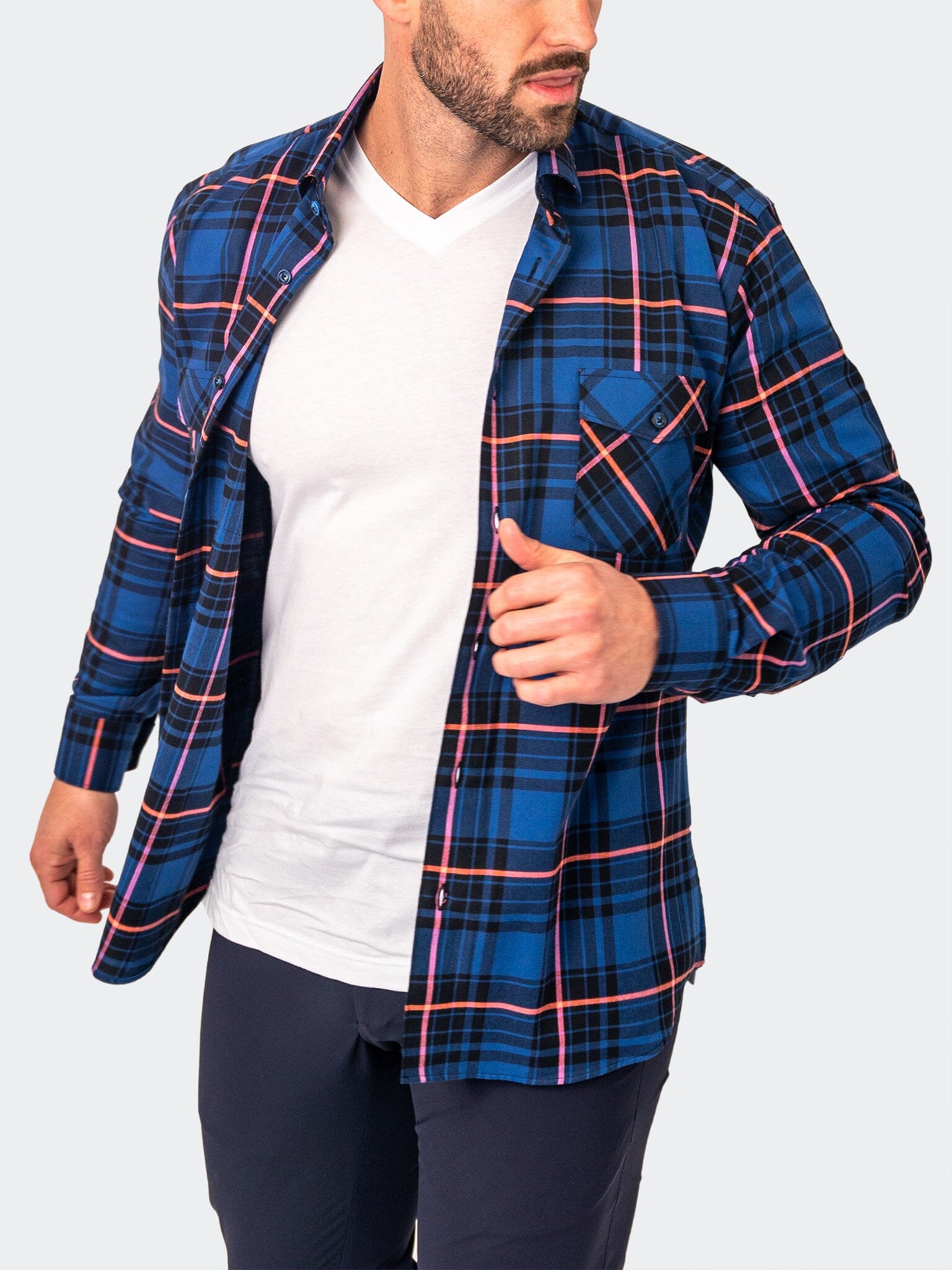 Flannel LargePlaid Blue Shirt