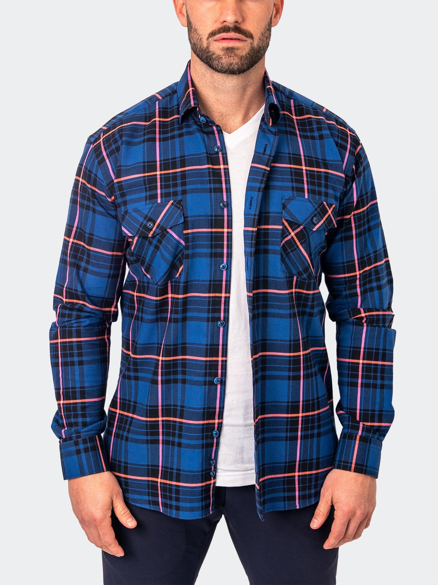 Flannel LargePlaid Blue Shirt