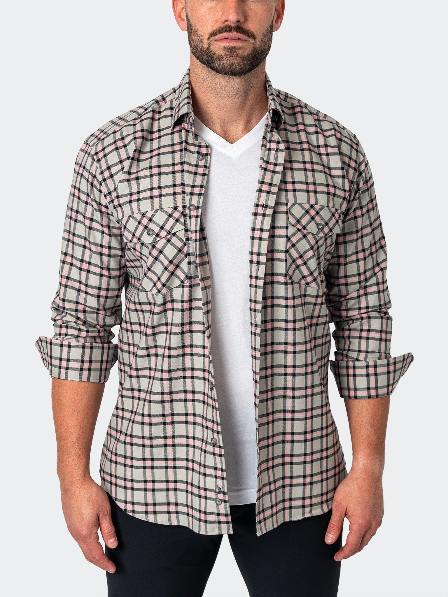 Flannel PlaidPink Grey Shirt