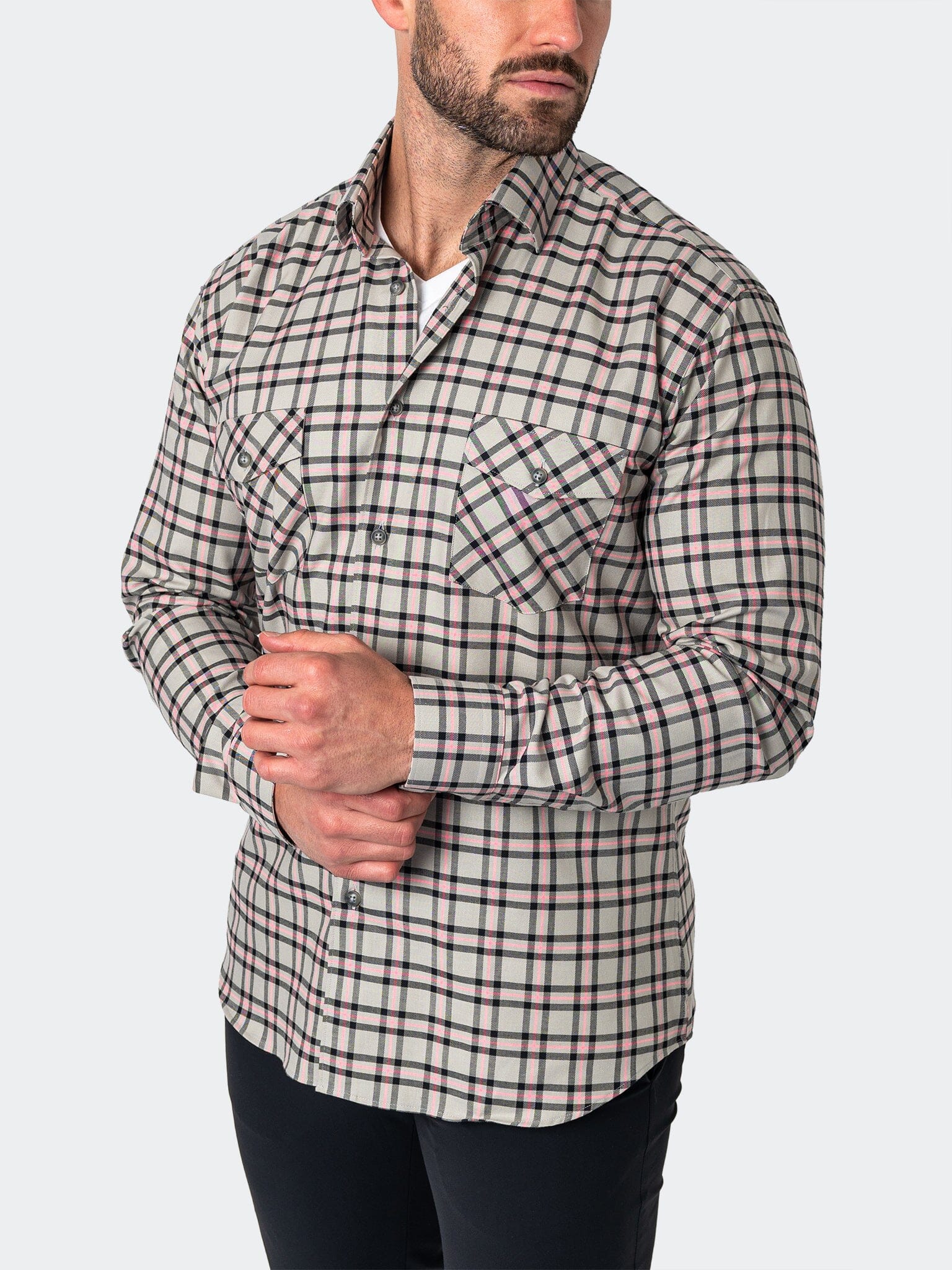 Flannel PlaidPink Grey Shirt