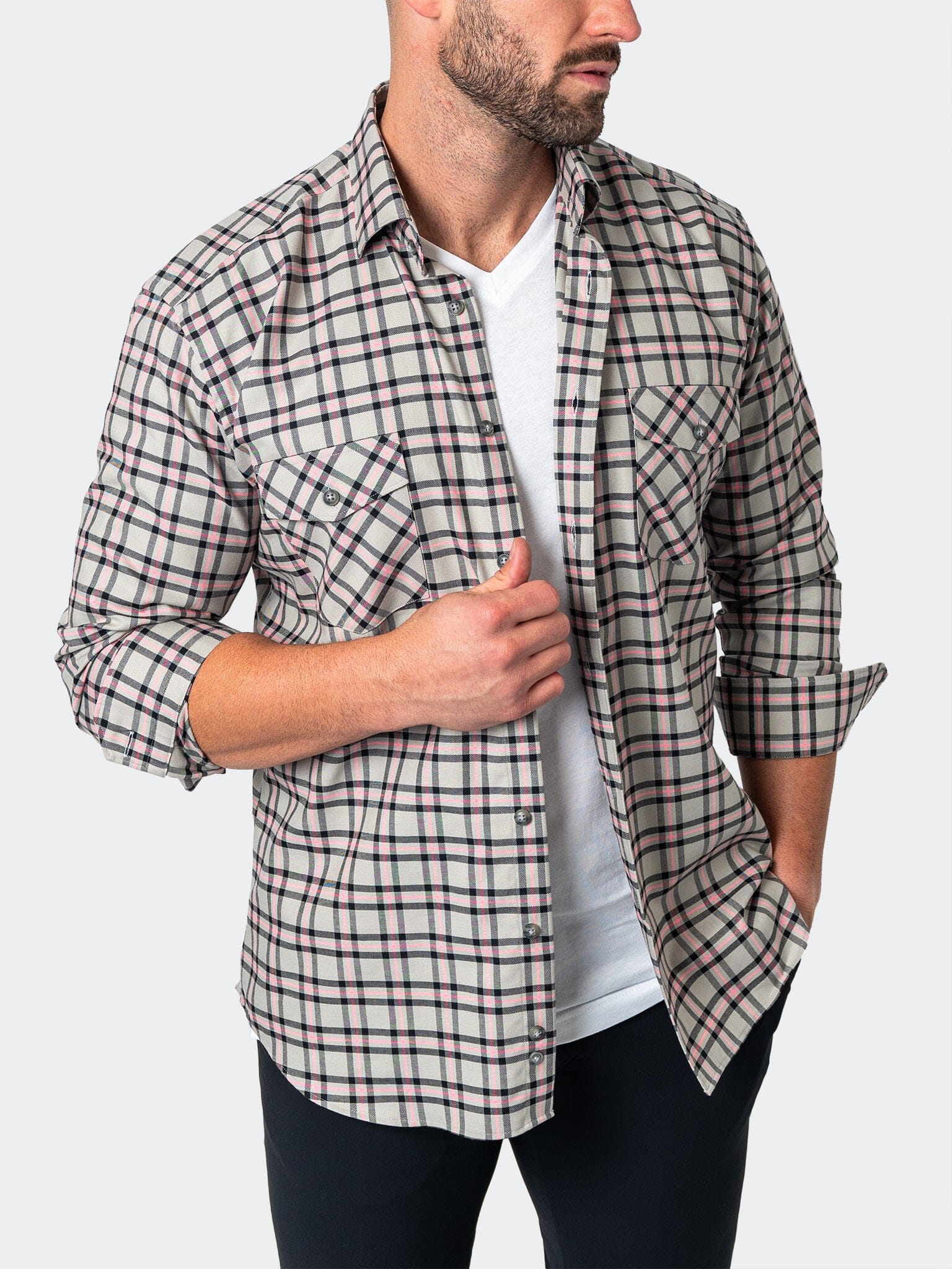 Flannel PlaidPink Grey Shirt