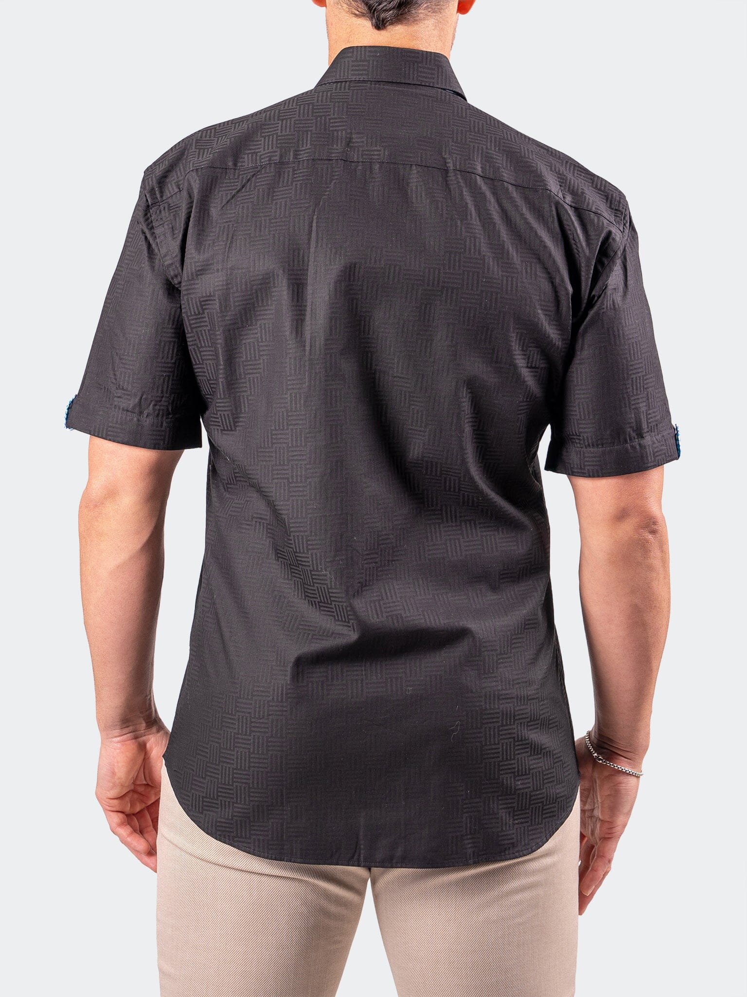 Galileo Black Stretch Herringbone Shirt