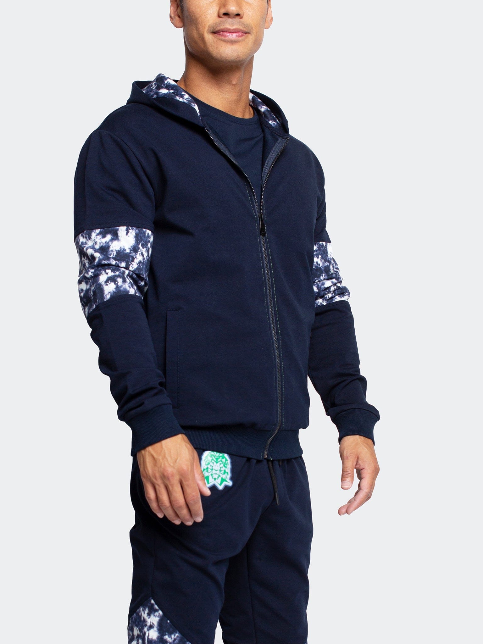 TieDye Navy Full-Zip Hoodie