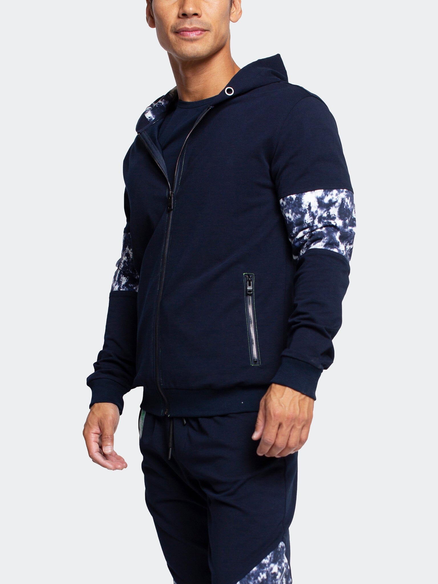 TieDye Navy Full-Zip Hoodie