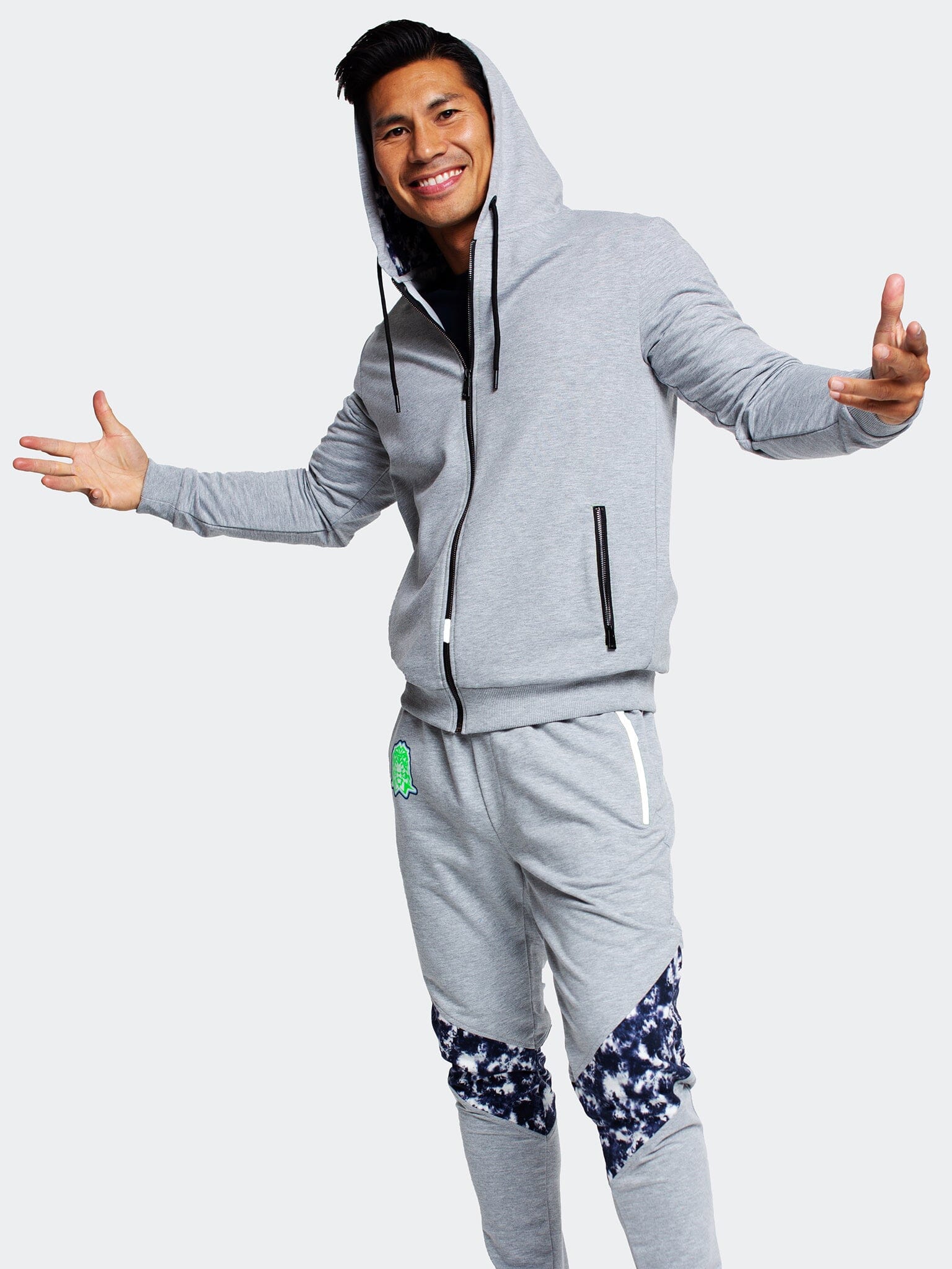 TieDye Grey Full-Zip Hoodie
